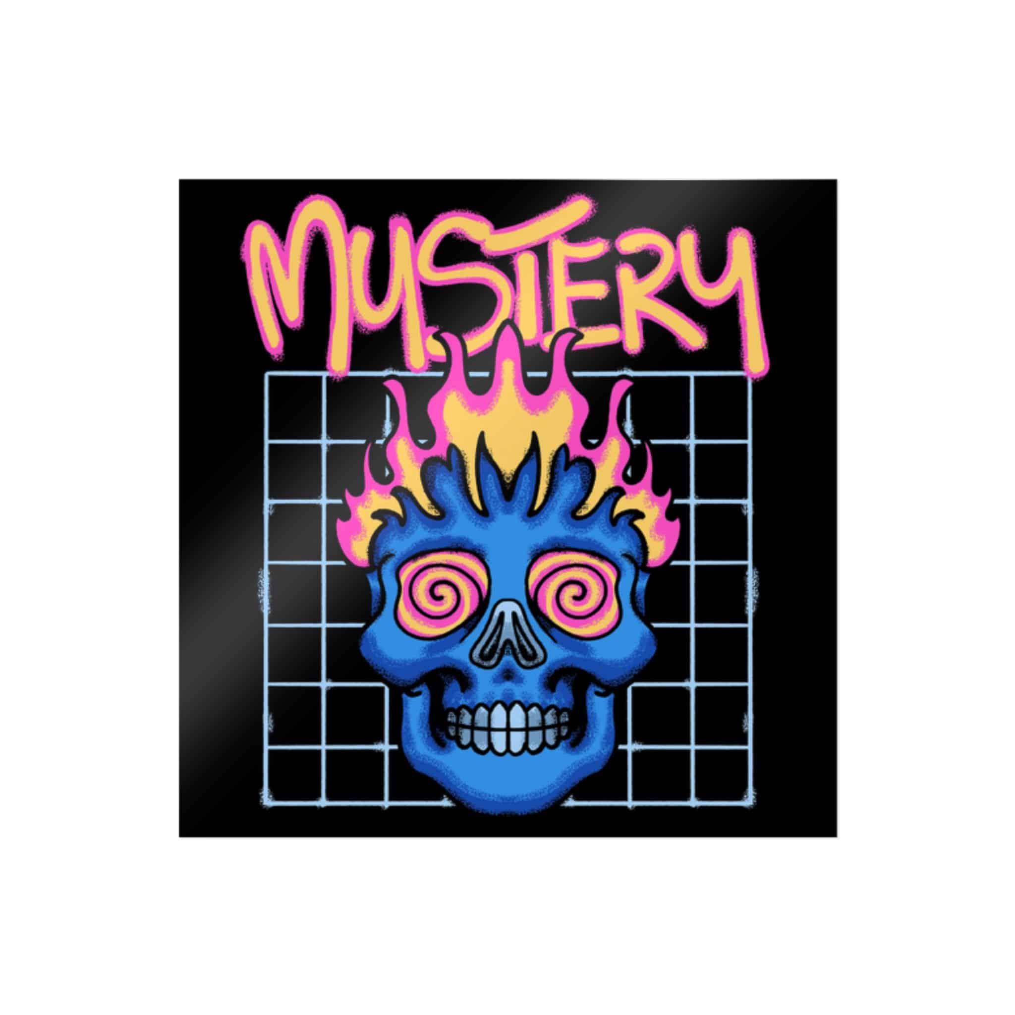 Flaming Blue Skull Streetwear Illustration Die Cut Stickers Dtf