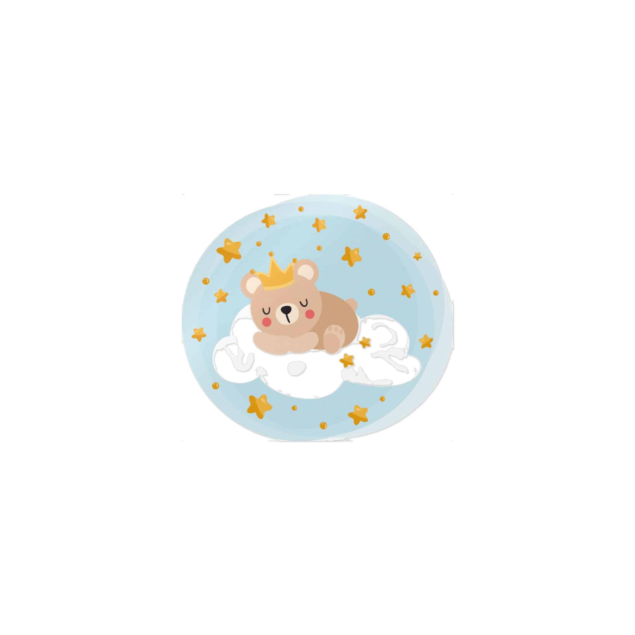 Round Illustration Sweet Dreams With Teddy Bear Prince Sleeping On Cloud Die Cut Stickers Dtf - Image 9