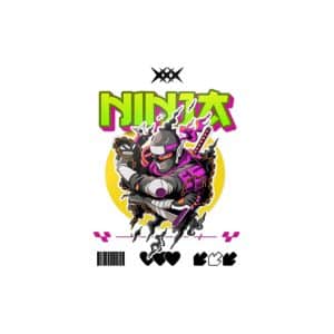 Typography Tshirt Design Ninja Die Cut Stickers Dtf