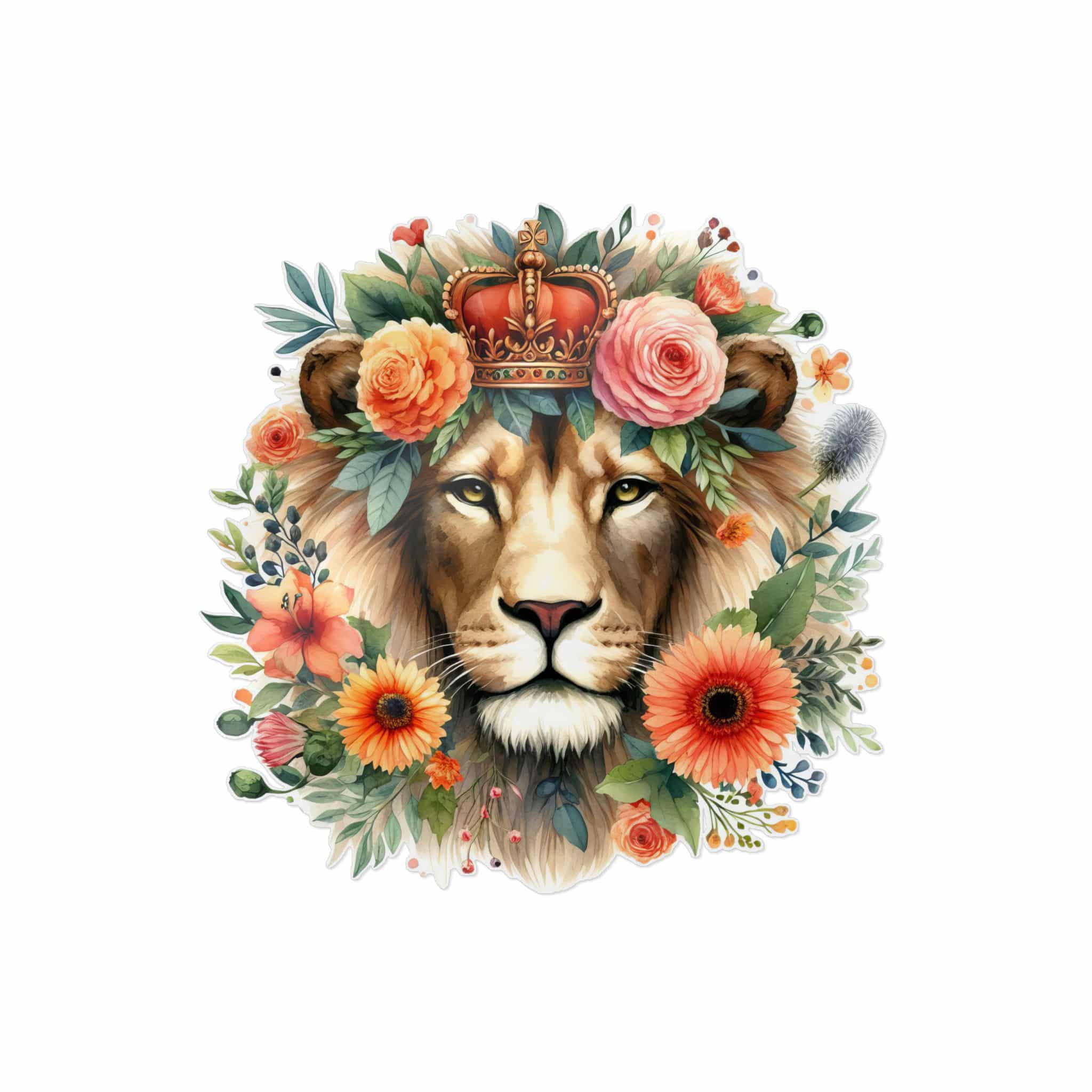 Lion With Floral Crown Die Cut Stickers Dtf - Image 29