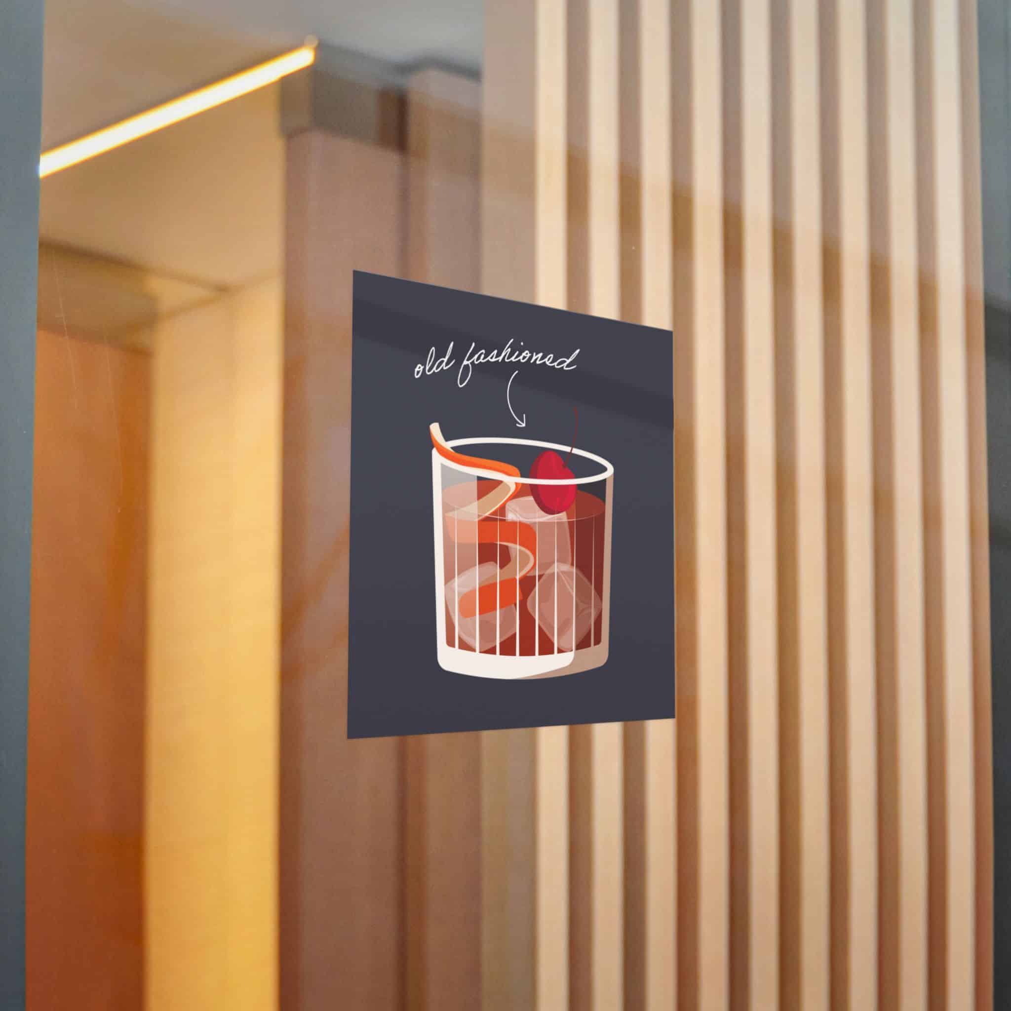 Vector Illustration Old Fashioned Cocktail Isolated Black Background Die Cut Stickers Dtf - Image 16