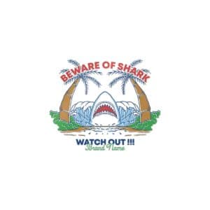 Vintage Illustration Shark Jumping Out From Beach Die Cut Stickers Dtf