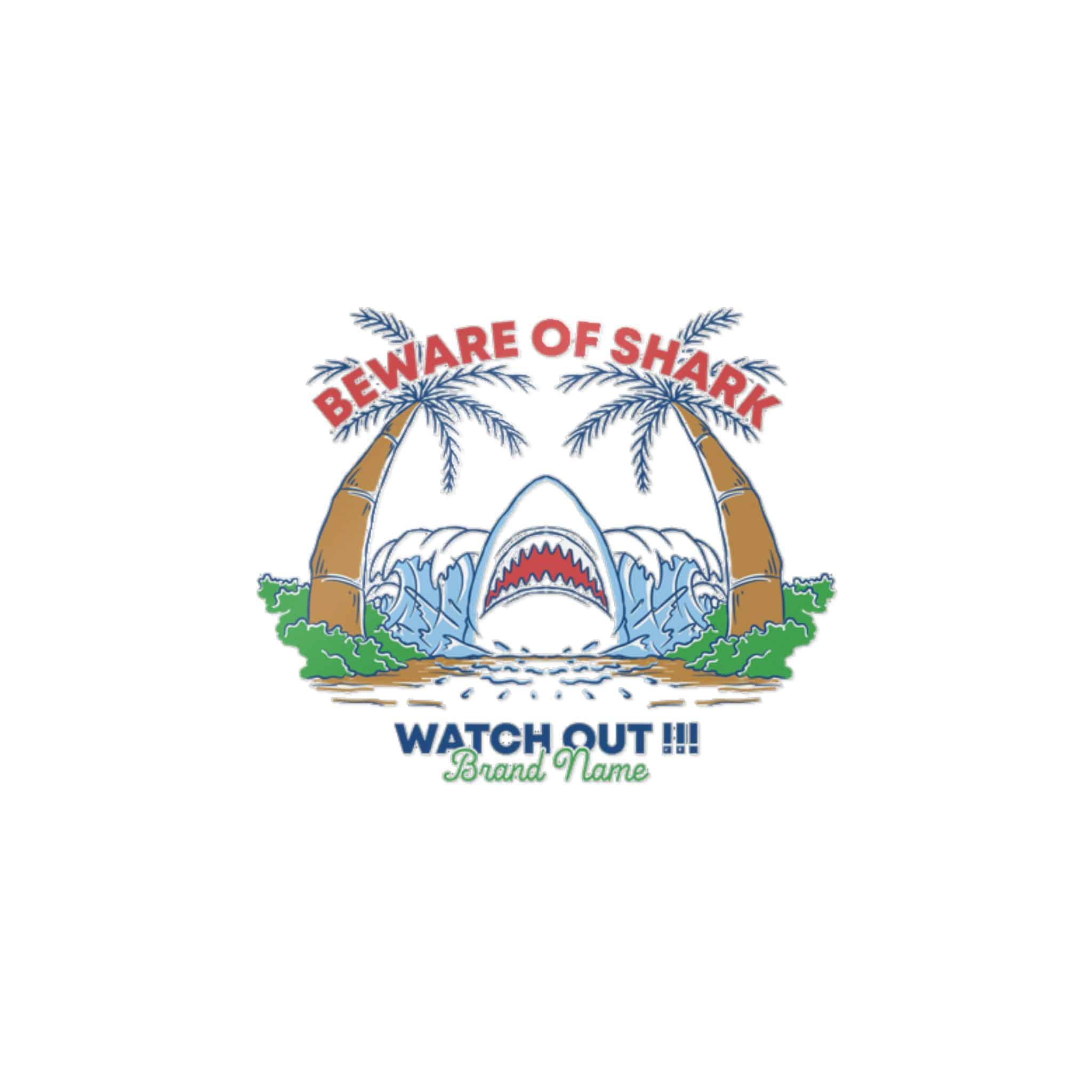 Vintage Illustration Shark Jumping Out From Beach Die Cut Stickers Dtf