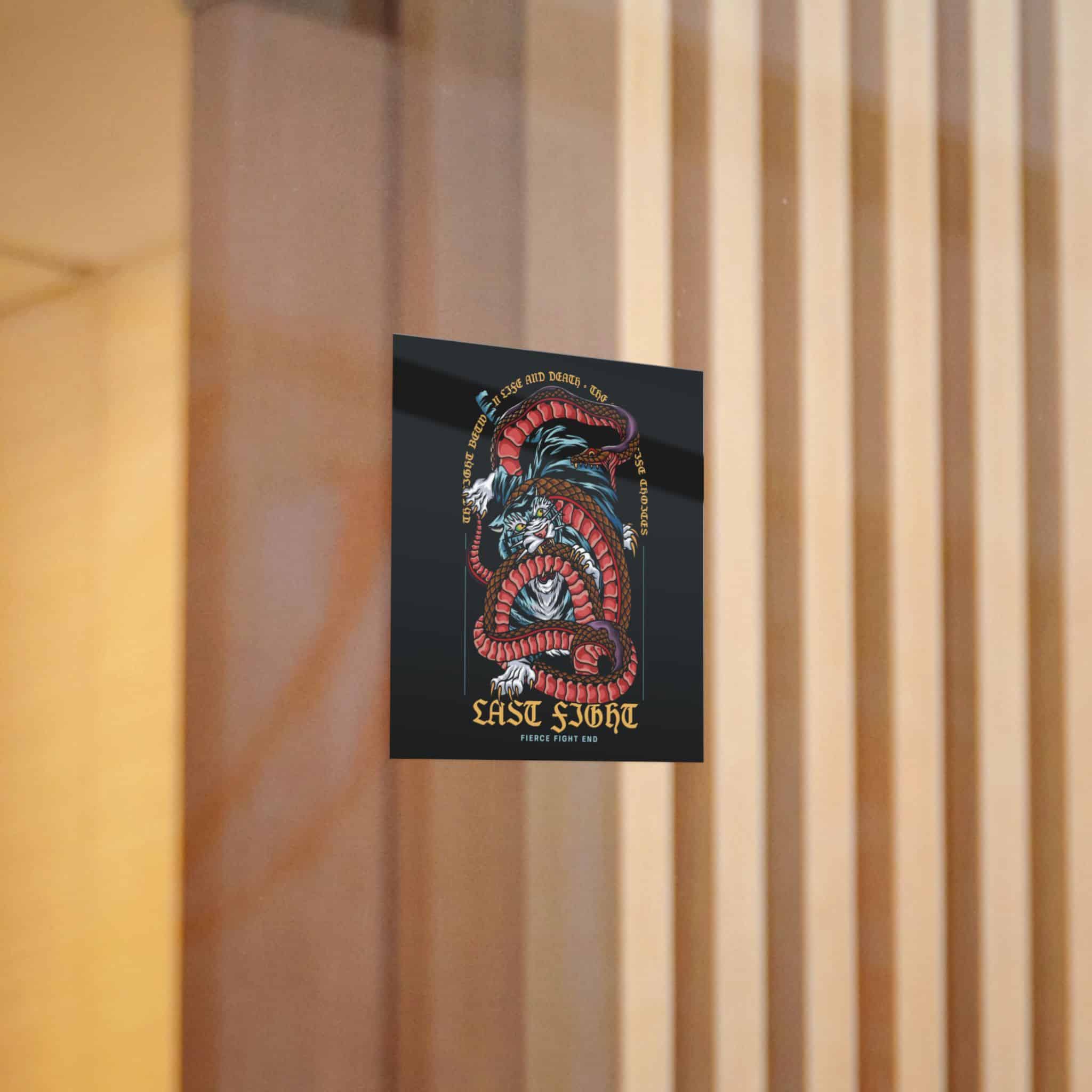 Tiger Vs Snake Tattoo With Text Illustration Die Cut Stickers Dtf - Image 4
