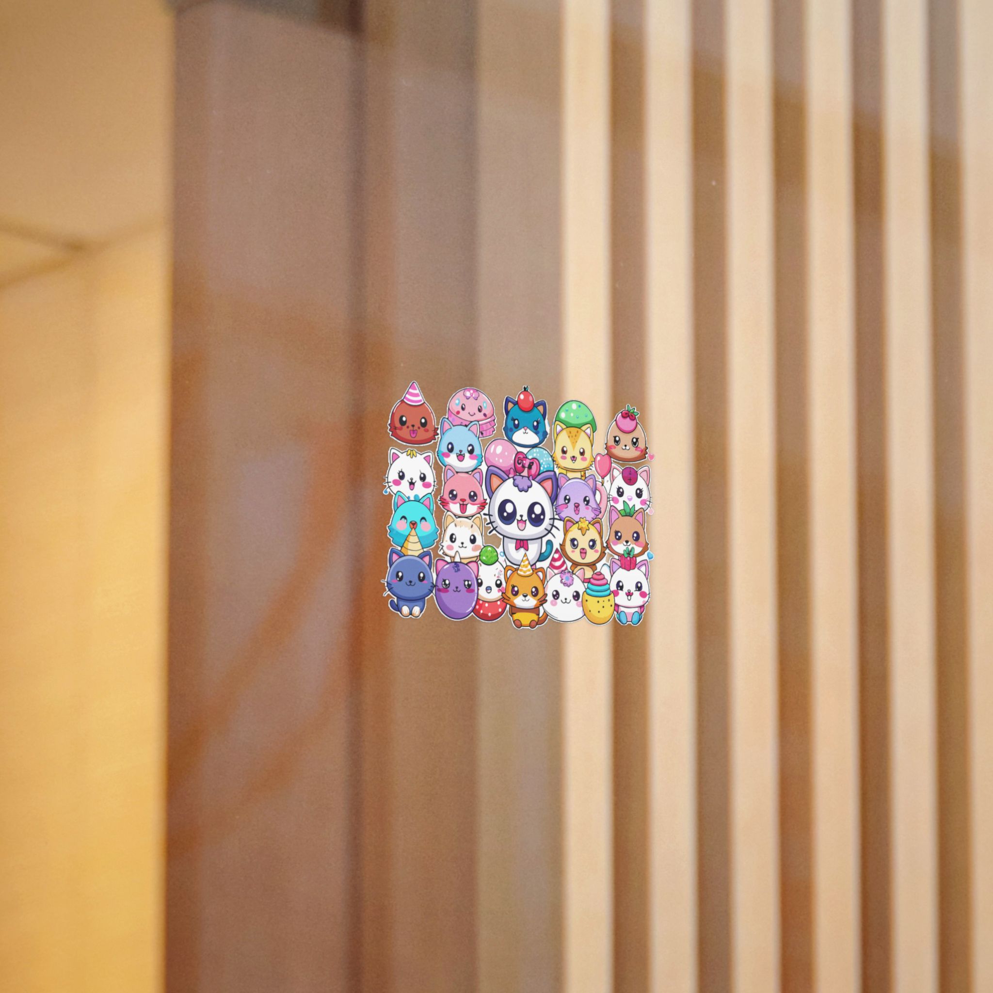 Cute Cartoon Animals With Big Eyes and Smiling Faces Surrounded By Hearts Stars and Balloons Die Cut Stickers Dtf - Image 8