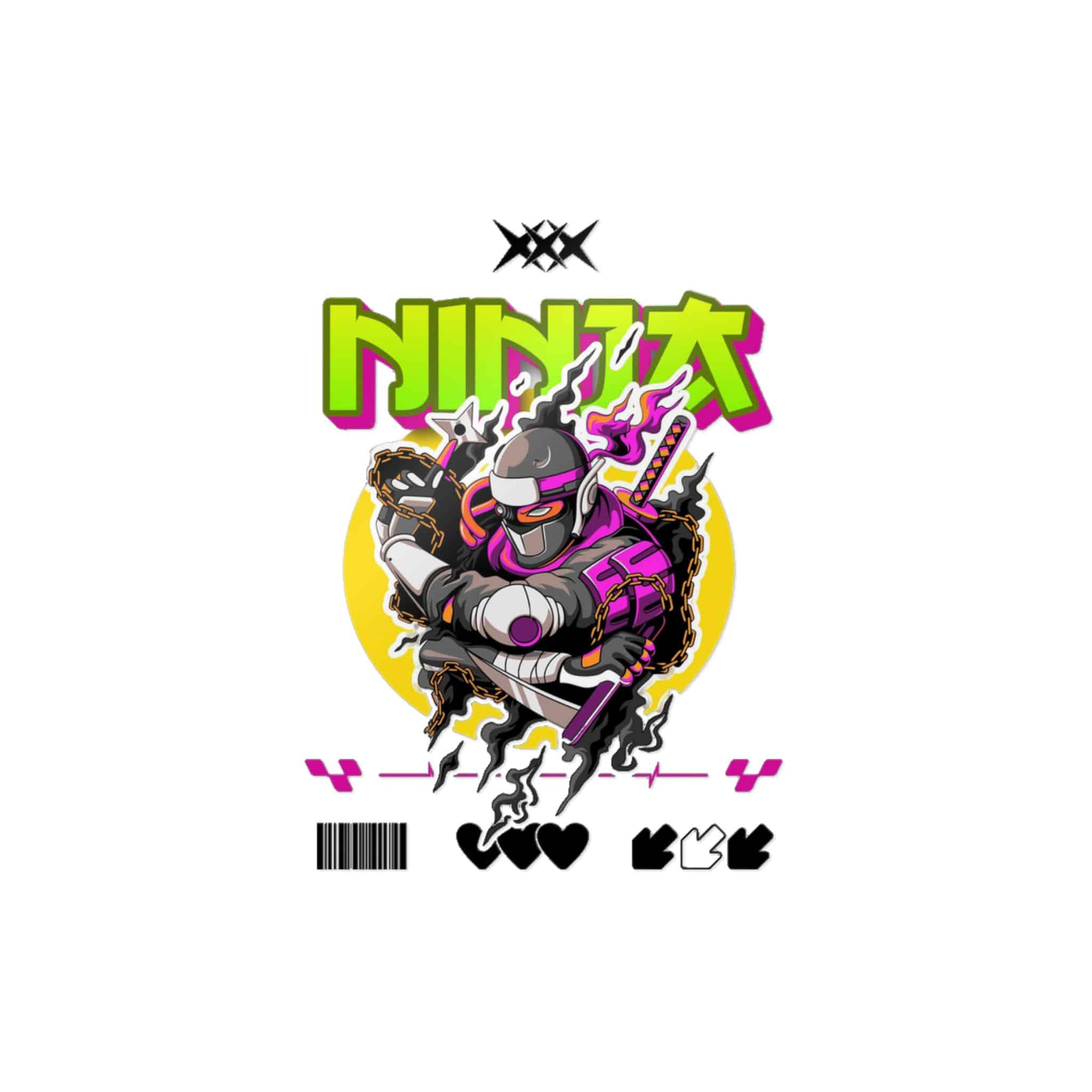 Typography Tshirt Design Ninja Die Cut Stickers Dtf - Image 3