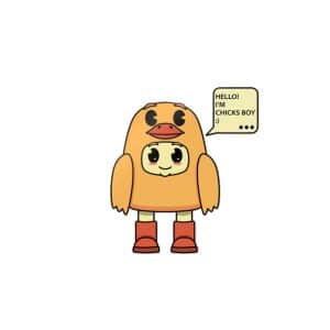 Vector Cartoon Illustration Boy Wearing Cute Chicken Costume Die Cut Stickers Dtf