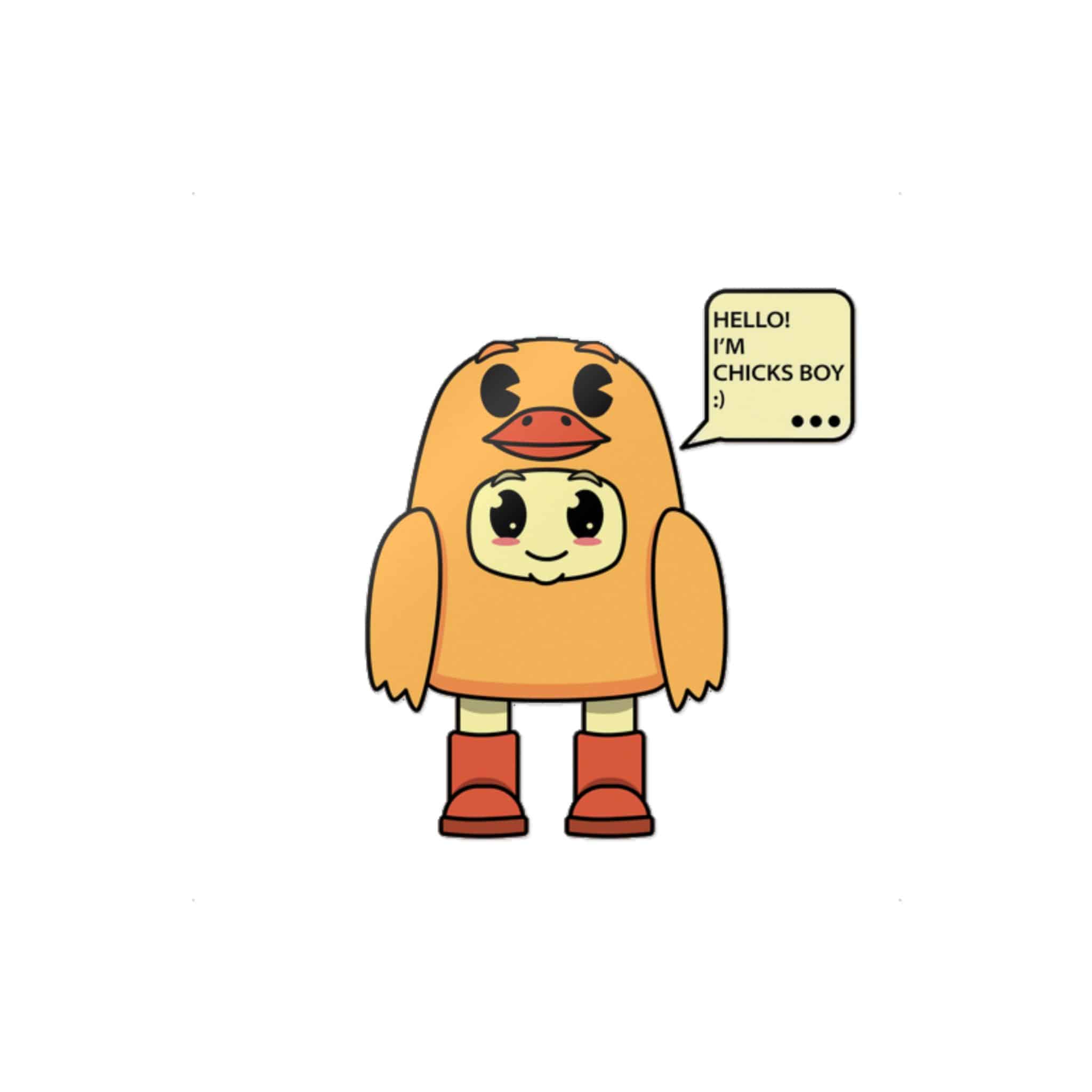 Vector Cartoon Illustration Boy Wearing Cute Chicken Costume Die Cut Stickers Dtf