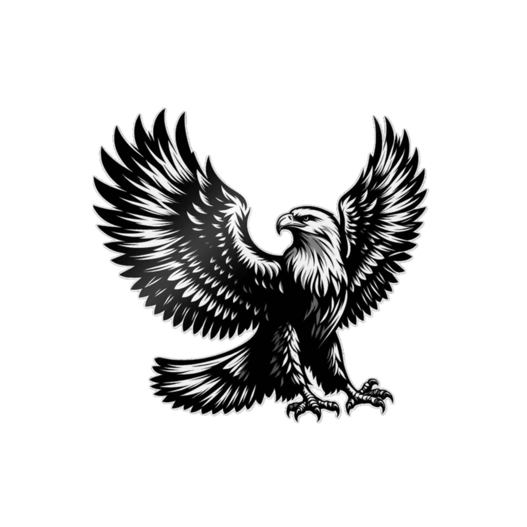 Exceptional Art Eagle Appears Black White With Its Wings Fully Spread Die Cut Stickers Dtf