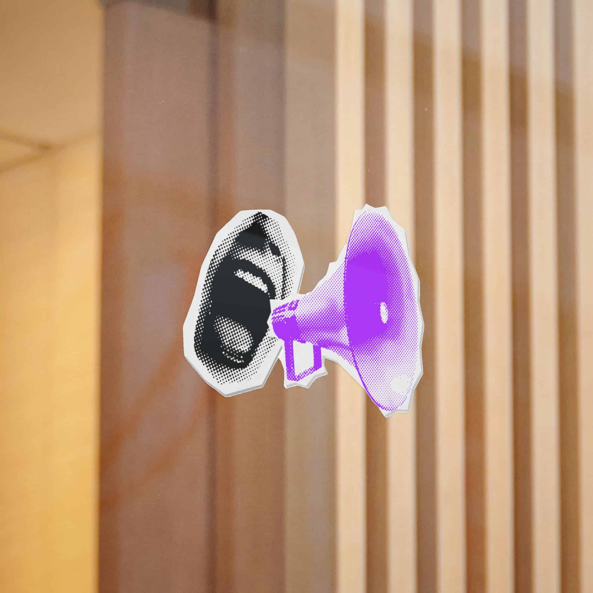 Halftone Loudspeaker Open Mouth Paper Collage Element Megaphone With Female Lips Vector Illustra Die Cut Stickers Dtf - Image 12