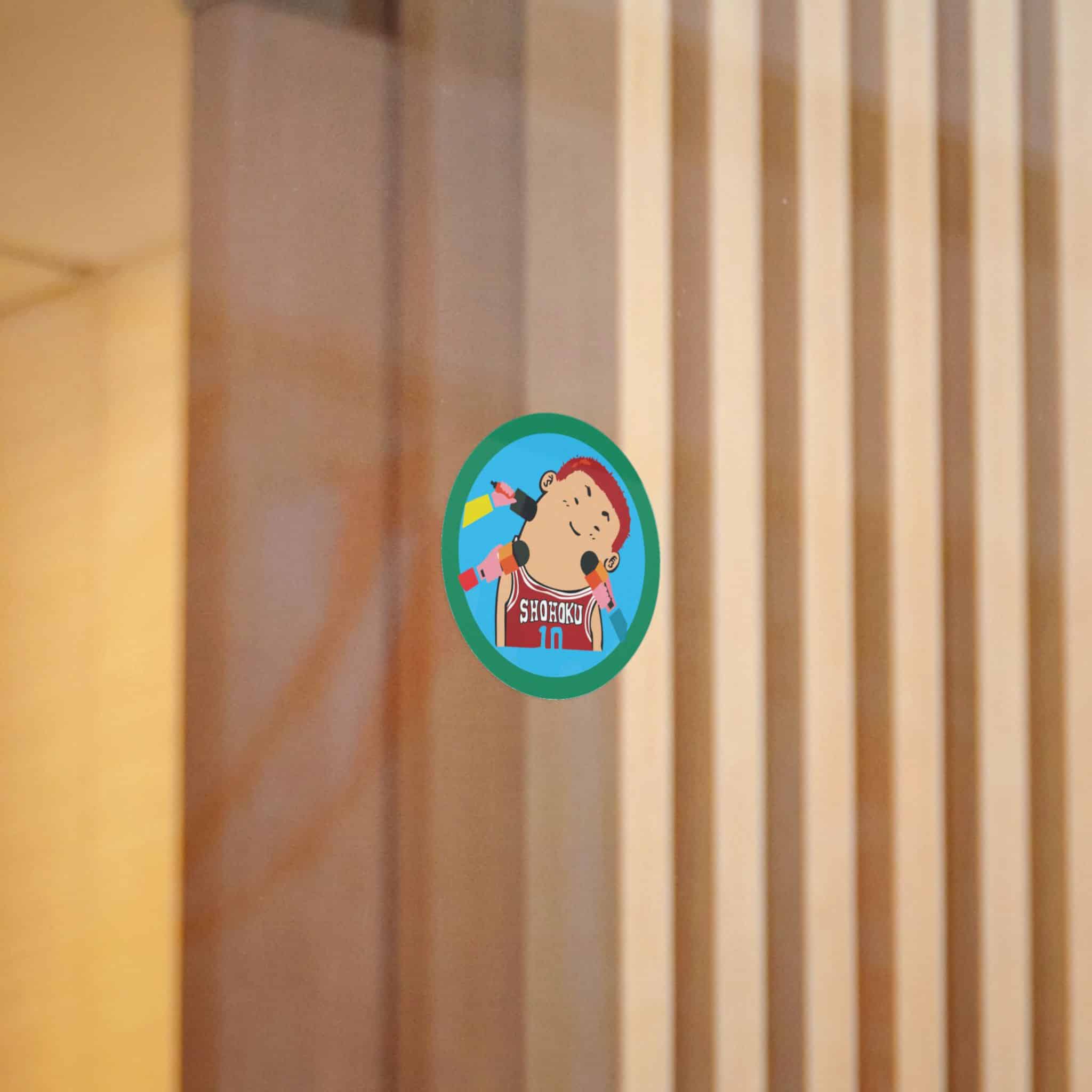Picture Boy With Red Headband Blue Circle With Word Sushi It Die Cut Stickers Dtf - Image 4
