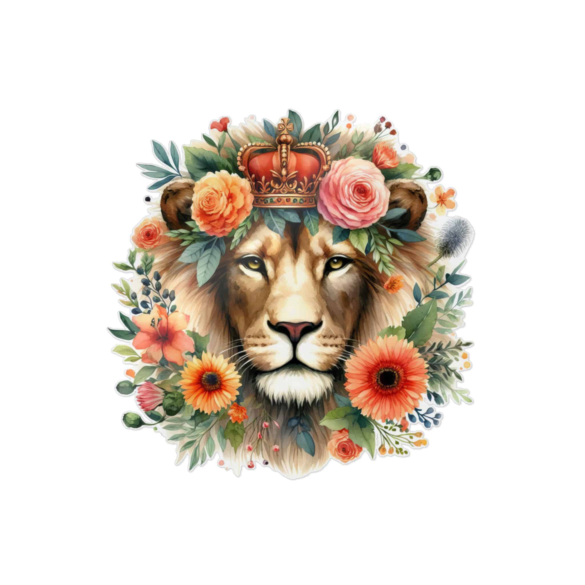 Lion With Floral Crown Die Cut Stickers Dtf - Image 3