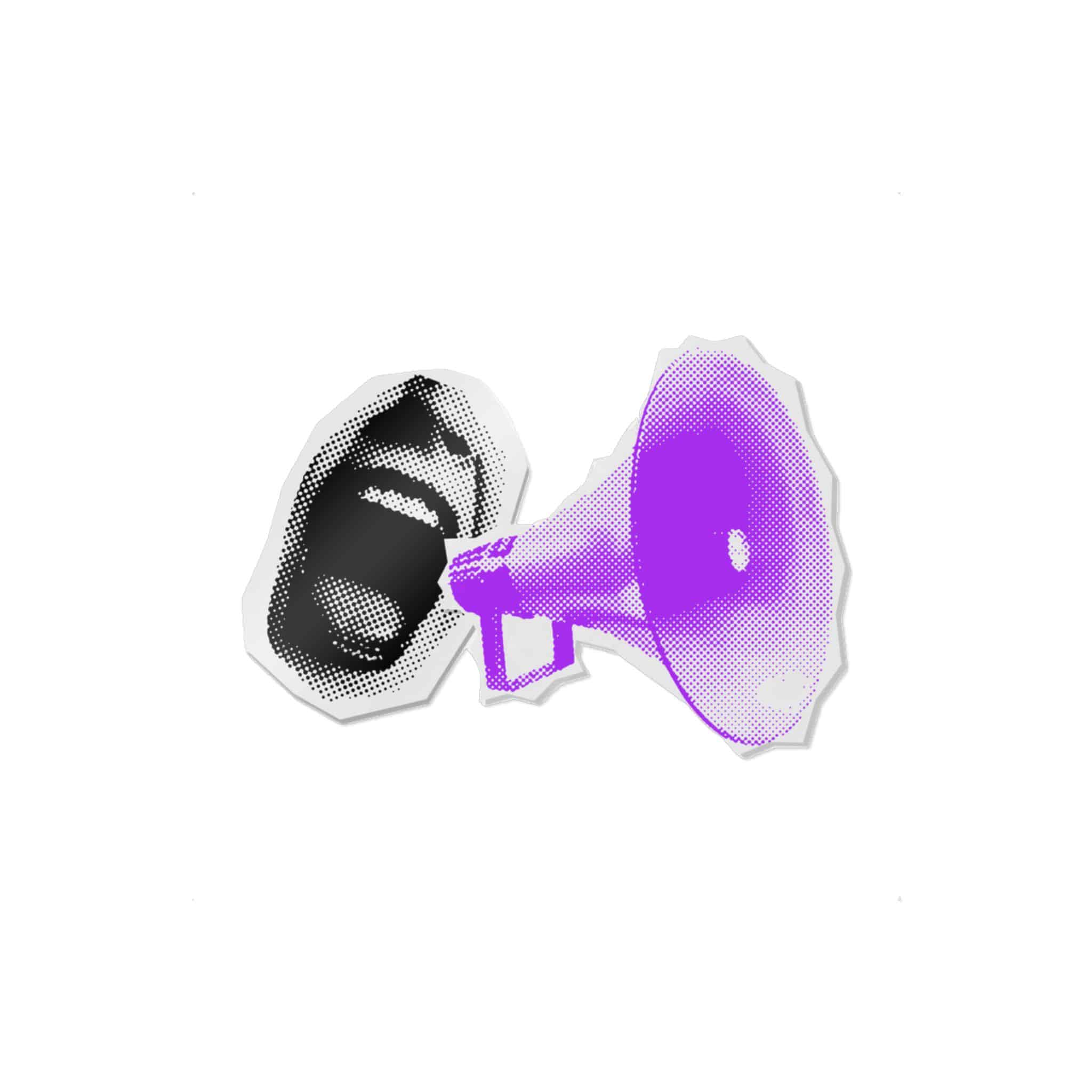 Halftone Loudspeaker Open Mouth Paper Collage Element Megaphone With Female Lips Vector Illustra Die Cut Stickers Dtf - Image 3