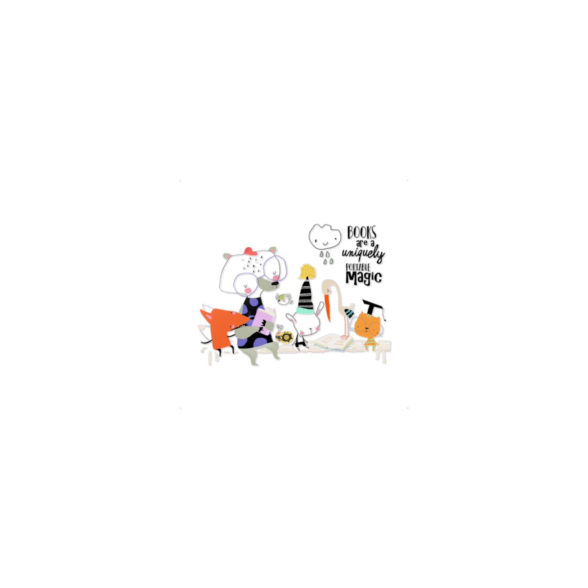 Cute Cartoon Animals Sitting Bench Reading Books Die Cut Stickers Dtf - Image 9