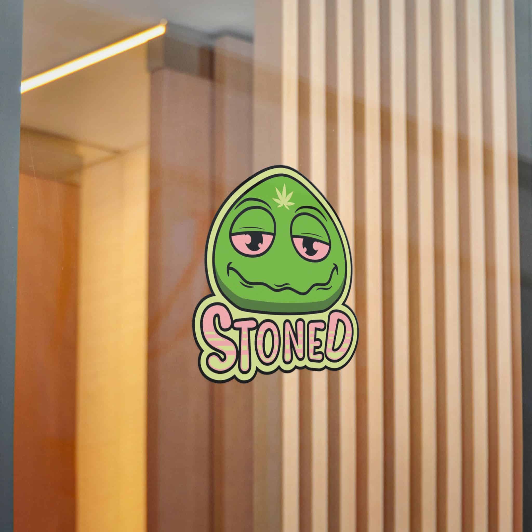 Stoned Emoji Red Eye Sticker Lips Mouth Smoking Quote Vector Shirt Print Design Die Cut Stickers Dtf - Image 22