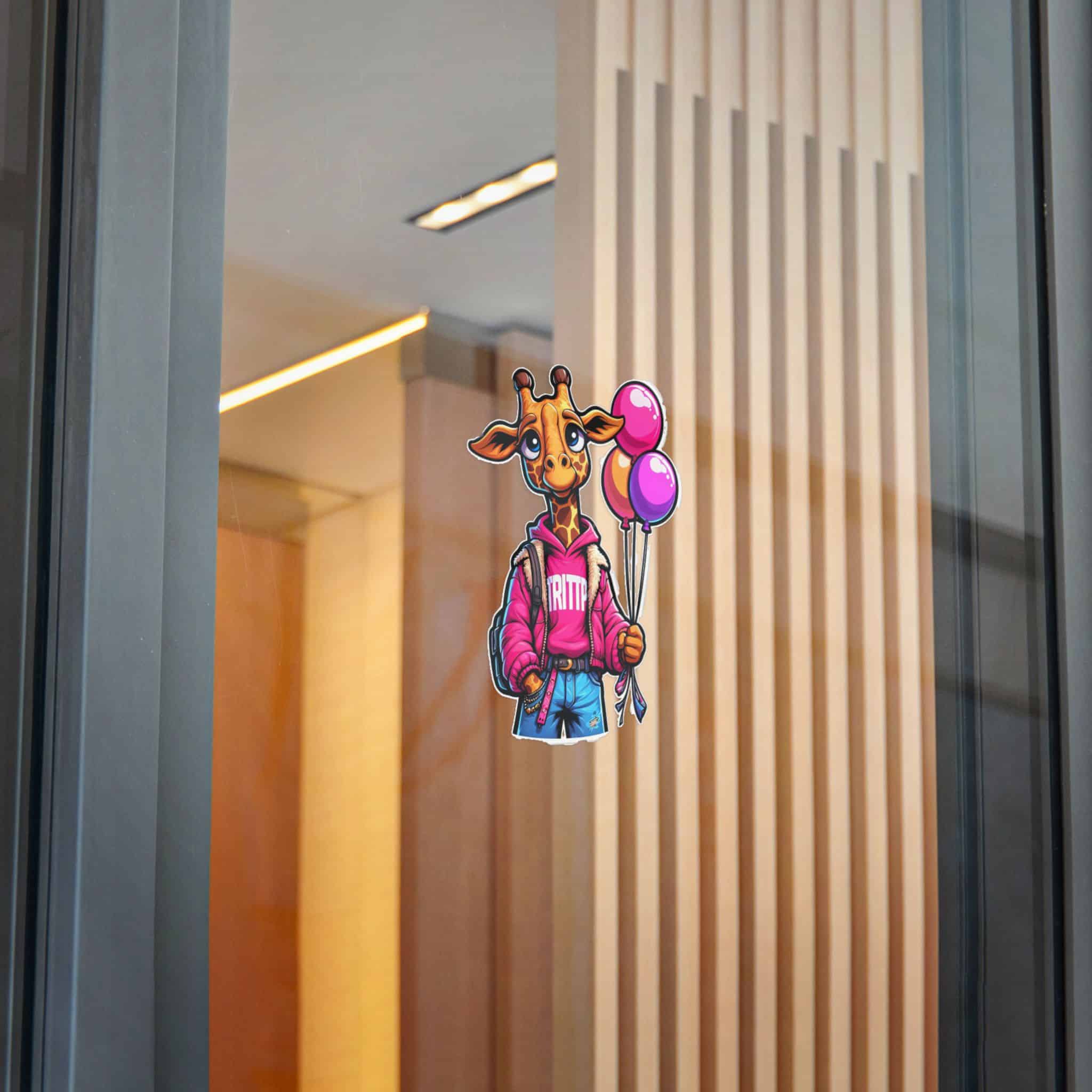 Vector Cartoon Giraffe Pink Jacket With Pink Balloons Tshirt Art Die Cut Stickers Dtf - Image 26