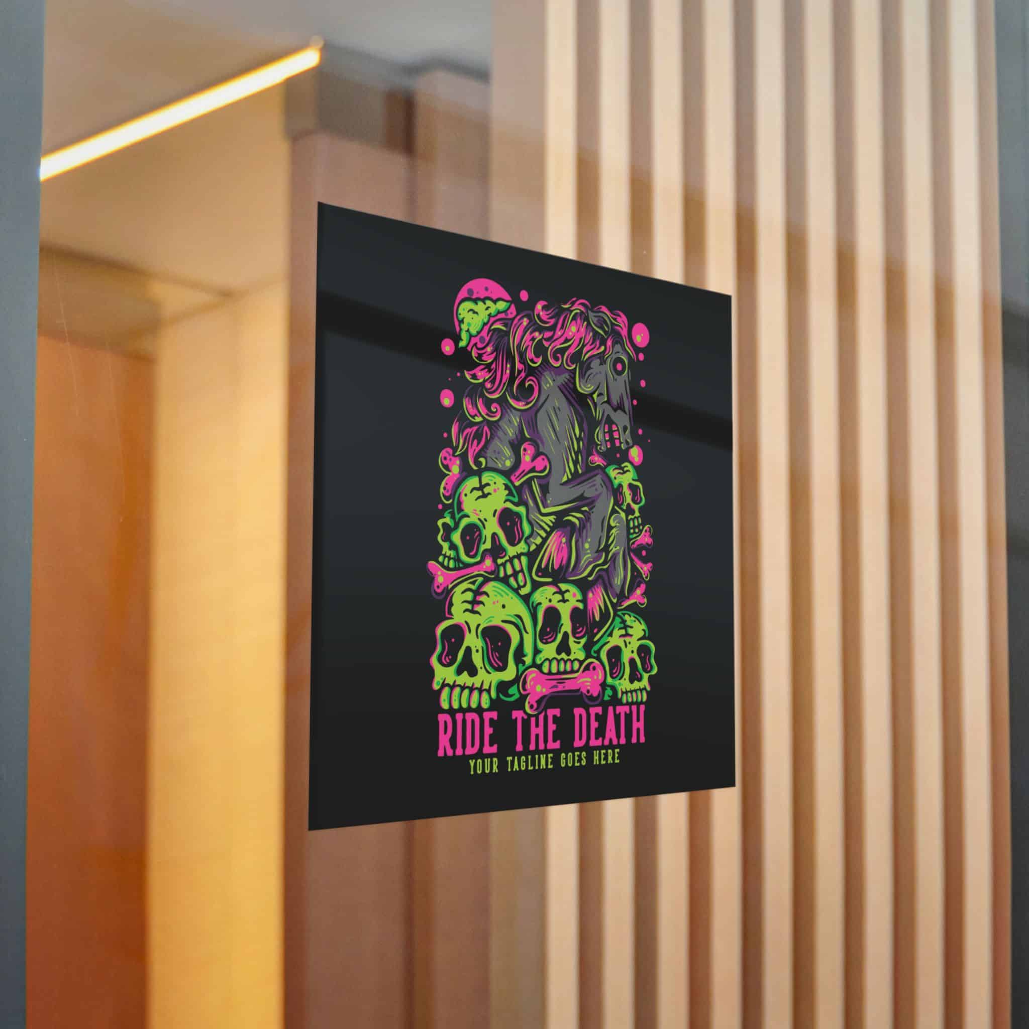 T Shirt Design Ride Death With Muscular Horse Skulls With Black Background Vintage Die Cut Stickers Dtf - Image 22