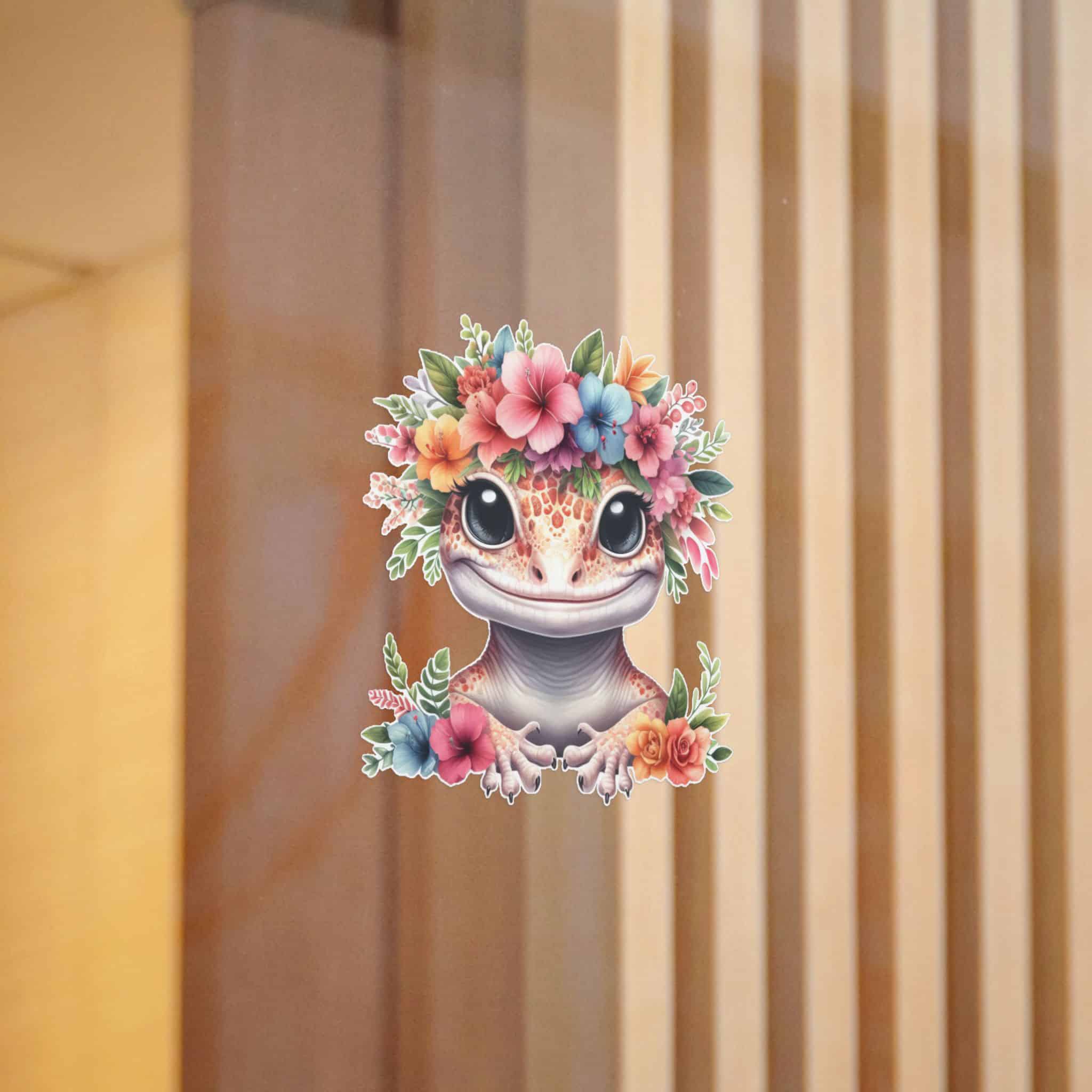 Flower Crown Gecko Die Cut Stickers Dtf - Image 6