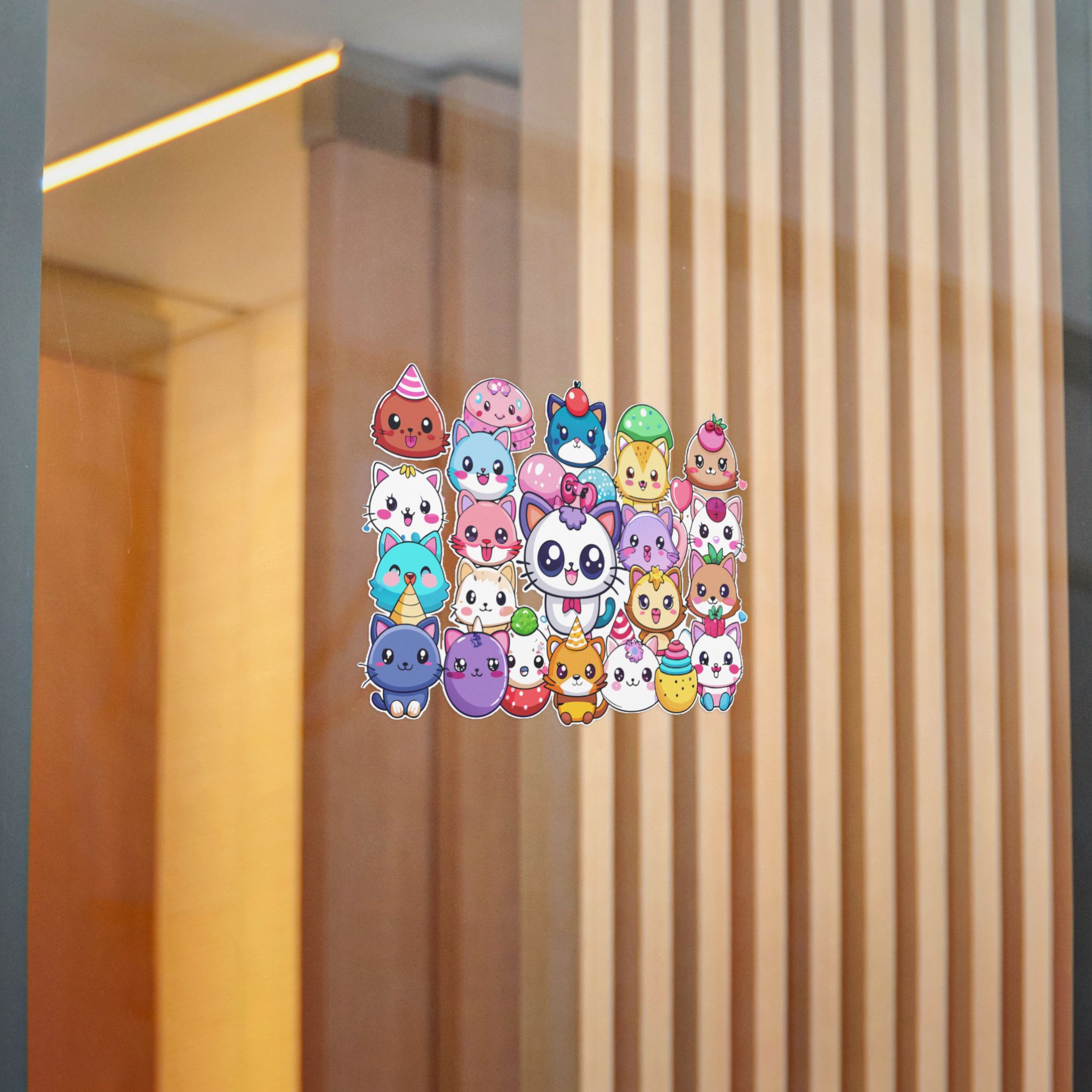 Cute Cartoon Animals With Big Eyes and Smiling Faces Surrounded By Hearts Stars and Balloons Die Cut Stickers Dtf - Image 20