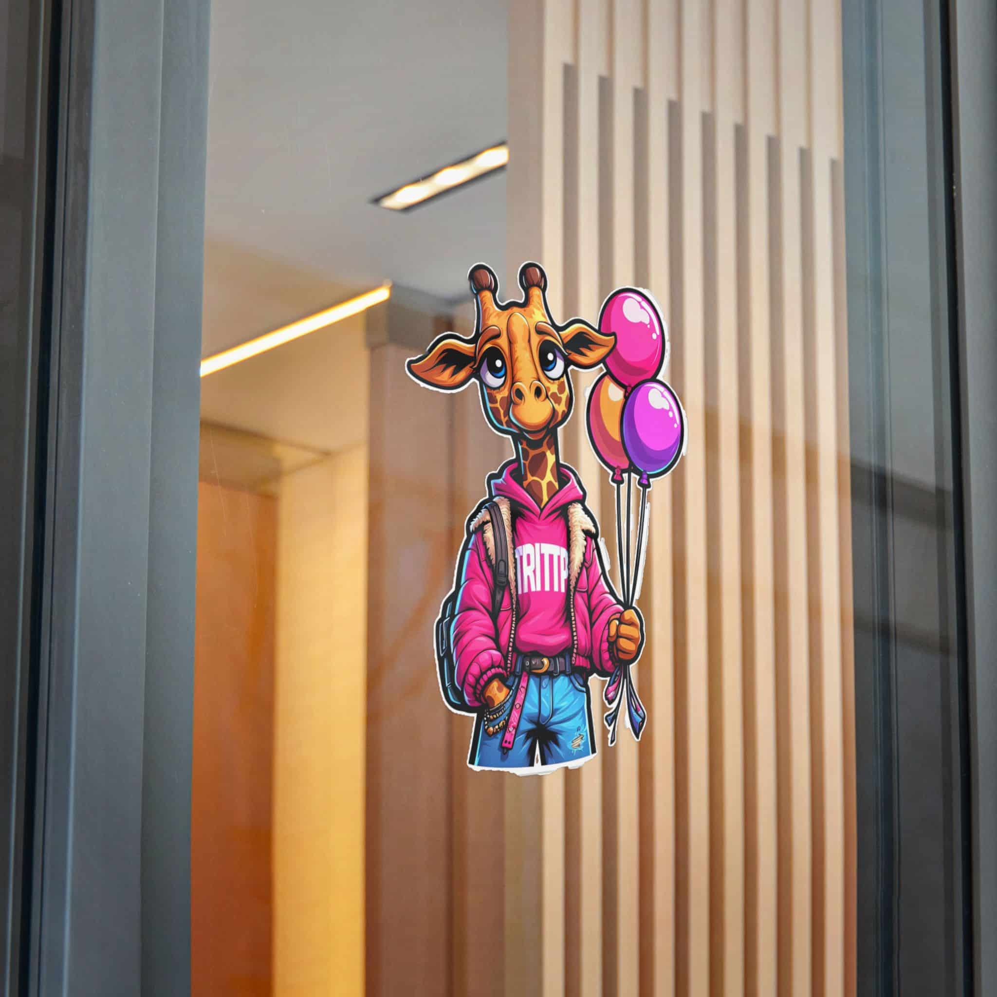 Vector Cartoon Giraffe Pink Jacket With Pink Balloons Tshirt Art Die Cut Stickers Dtf - Image 30