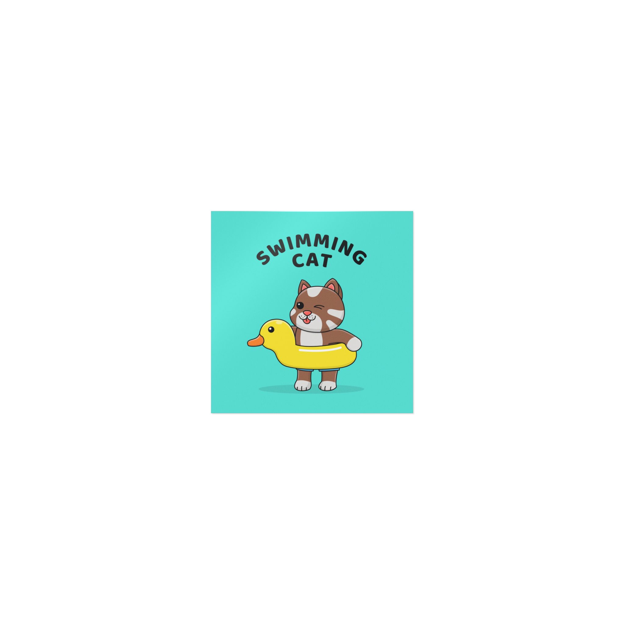 Cute Cat With Rubber Duck Float Die Cut Stickers Dtf - Image 17
