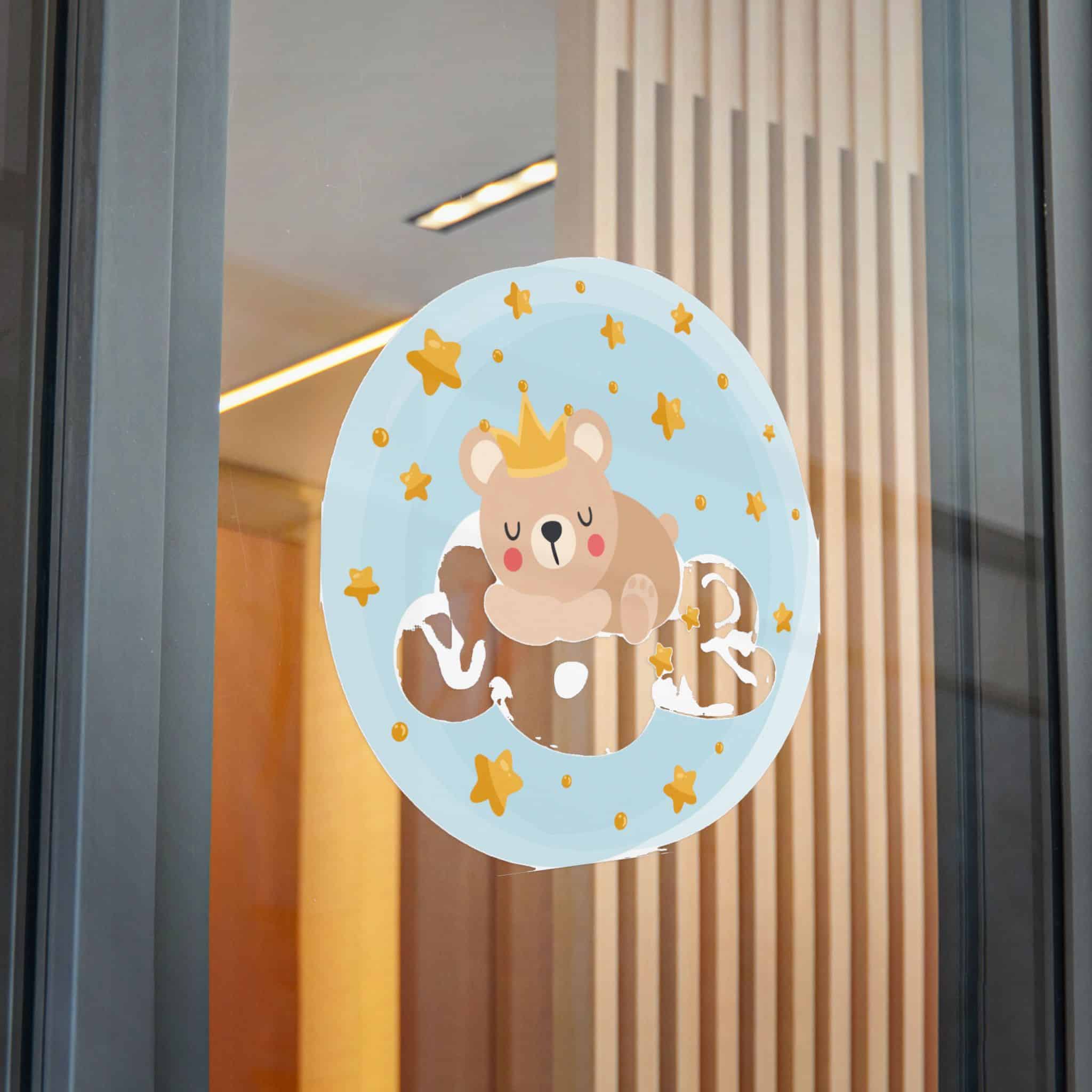 Round Illustration Sweet Dreams With Teddy Bear Prince Sleeping On Cloud Die Cut Stickers Dtf - Image 32