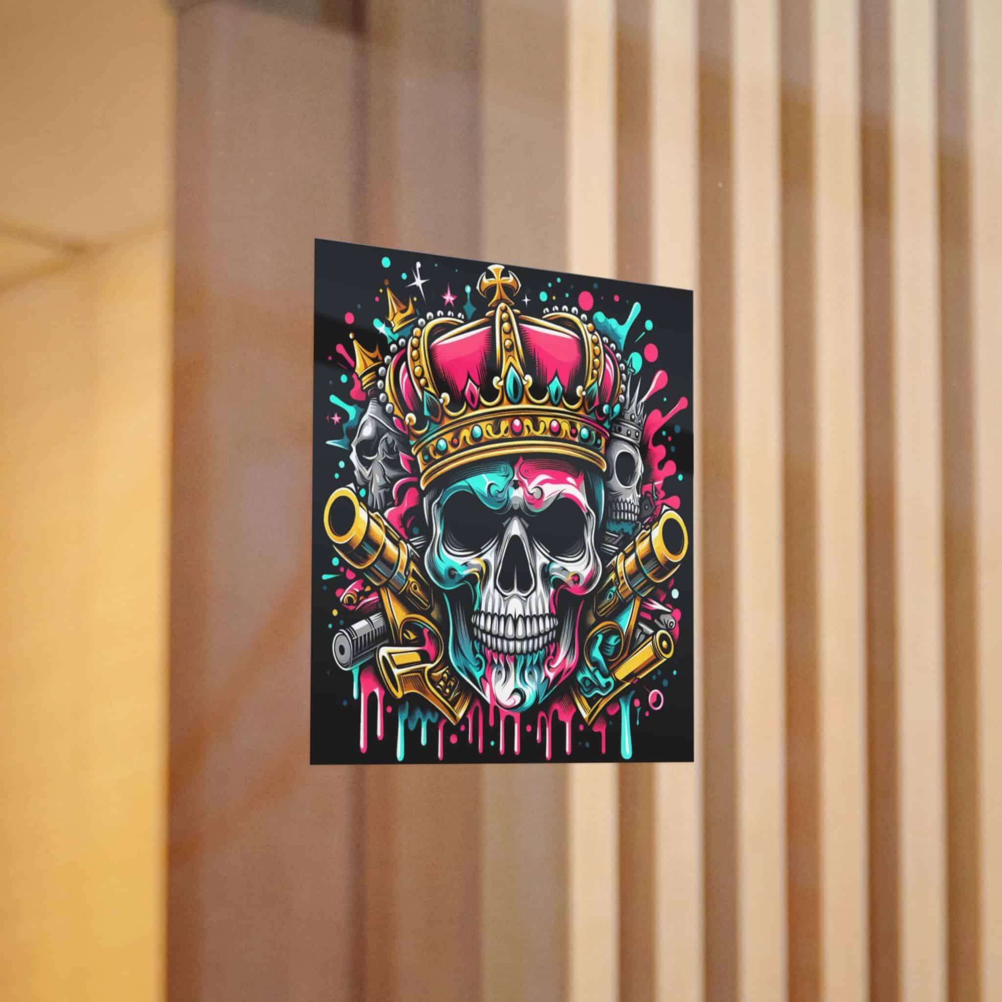 Skull With Crown Guns Is Painted With Skull Skull With Crown Die Cut Stickers Dtf - Image 6