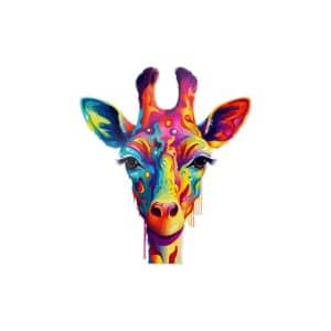 Vibrant Modern Giraffe Fantasy Background 2 Die Cut Stickers Dtf