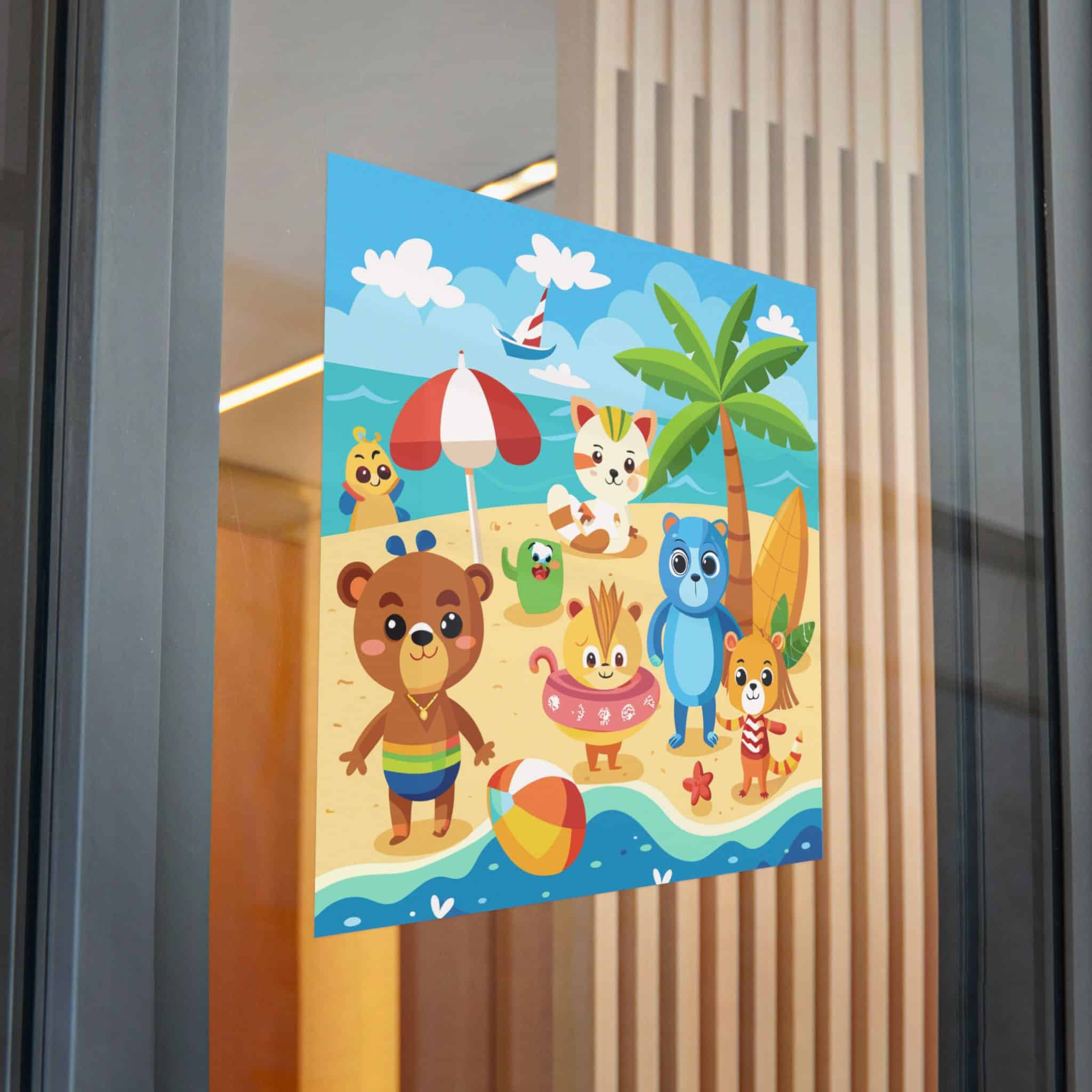 Adorable Beach Animals Enjoying Summer Fun Cute Cartoon (6) Die Cut Stickers Dtf - Image 32