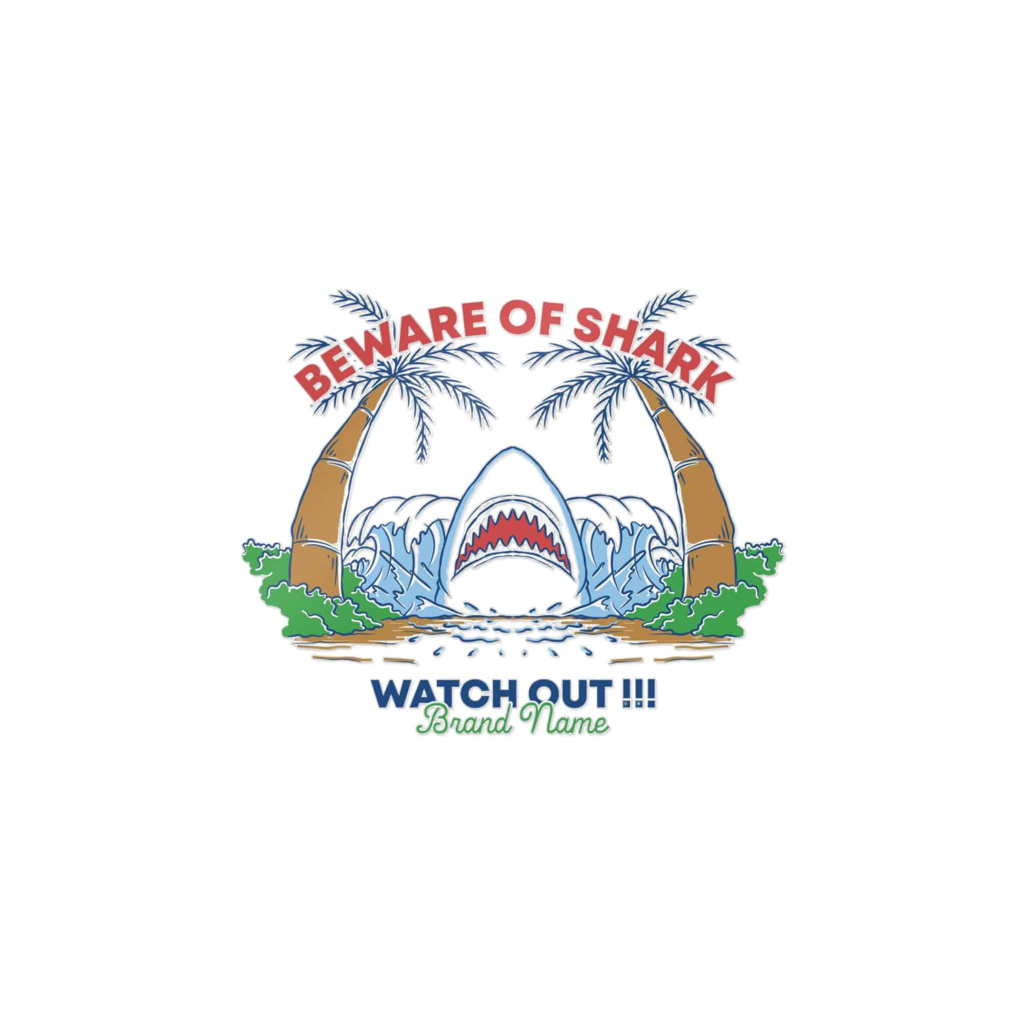 Vintage Illustration Shark Jumping Out From Beach Die Cut Stickers Dtf - Image 19
