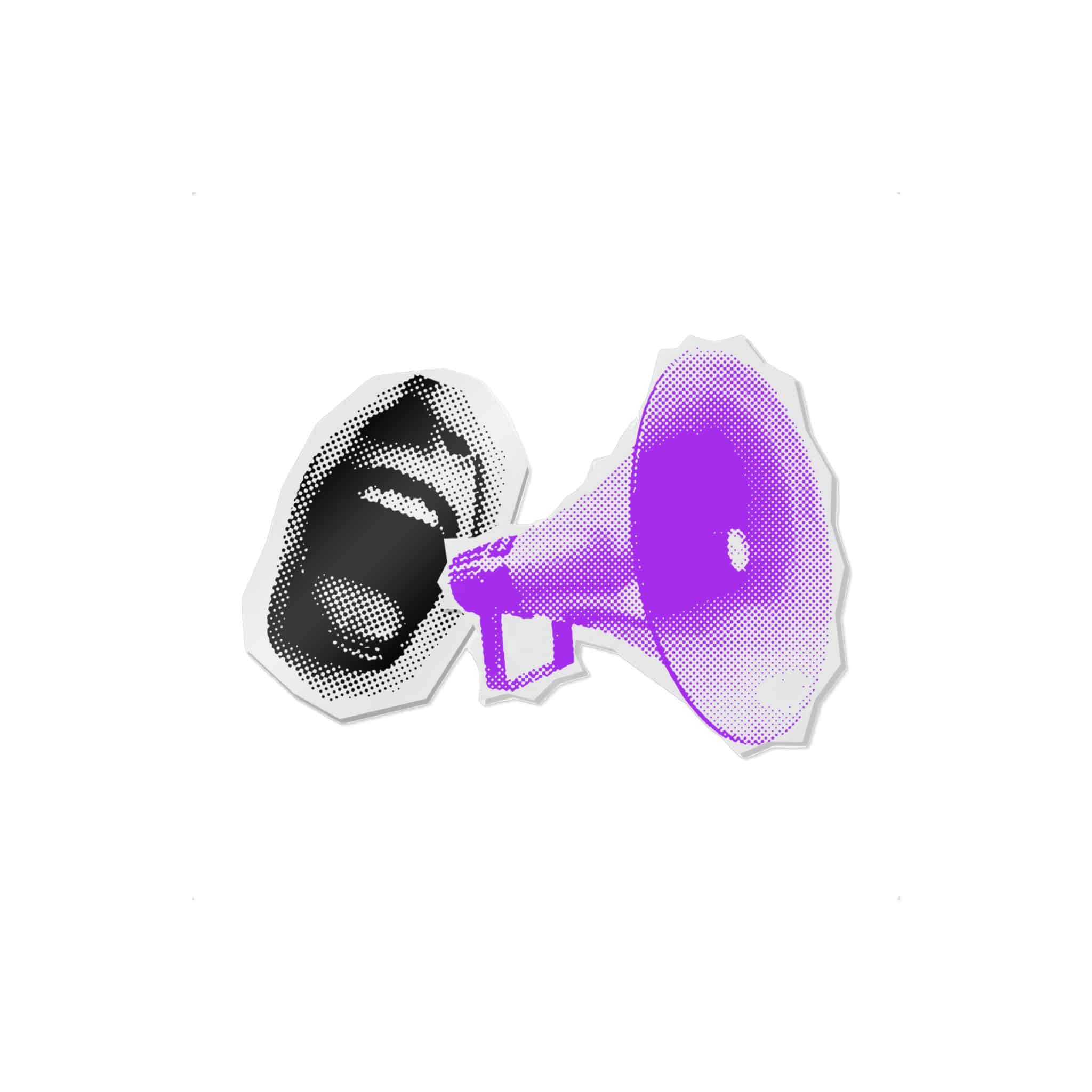 Halftone Loudspeaker Open Mouth Paper Collage Element Megaphone With Female Lips Vector Illustra Die Cut Stickers Dtf - Image 31