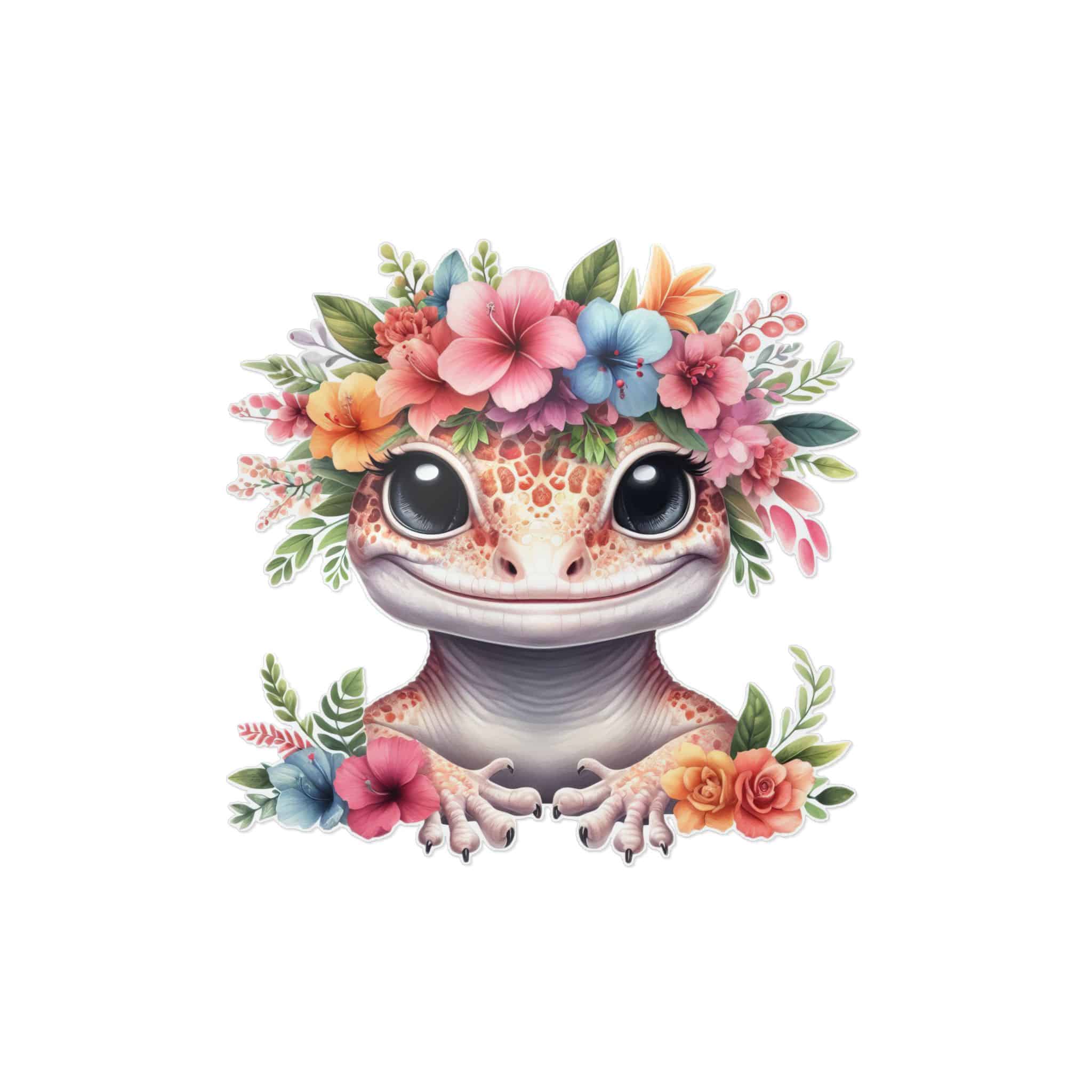 Flower Crown Gecko Die Cut Stickers Dtf - Image 31