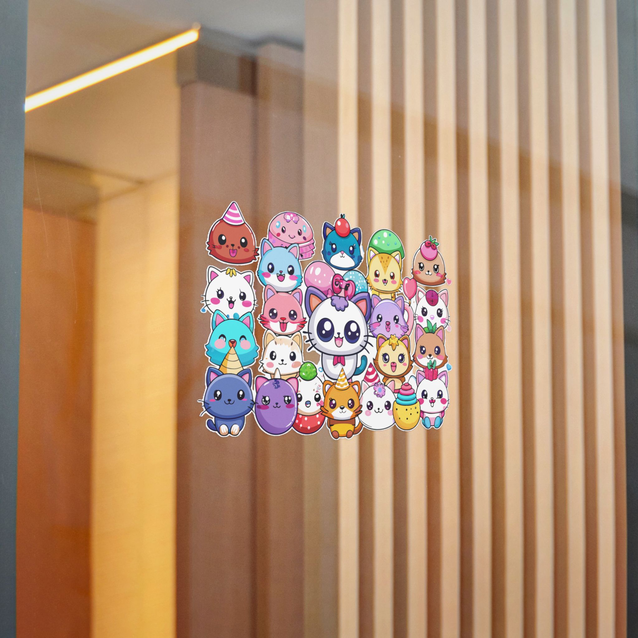 Cute Cartoon Animals With Big Eyes and Smiling Faces Surrounded By Hearts Stars and Balloons Die Cut Stickers Dtf - Image 22