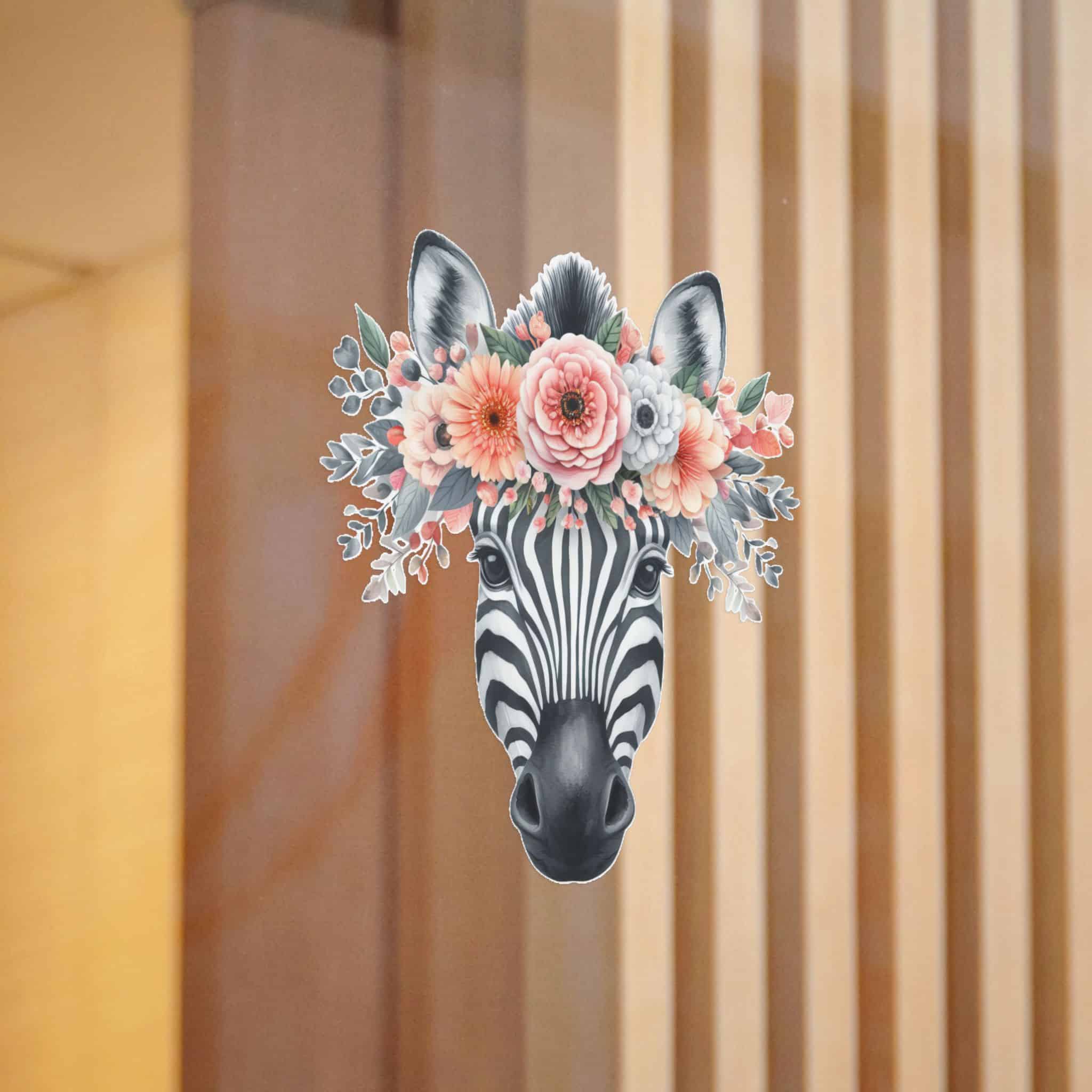 Zebra With Floral Crown Die Cut Stickers Dtf - Image 12
