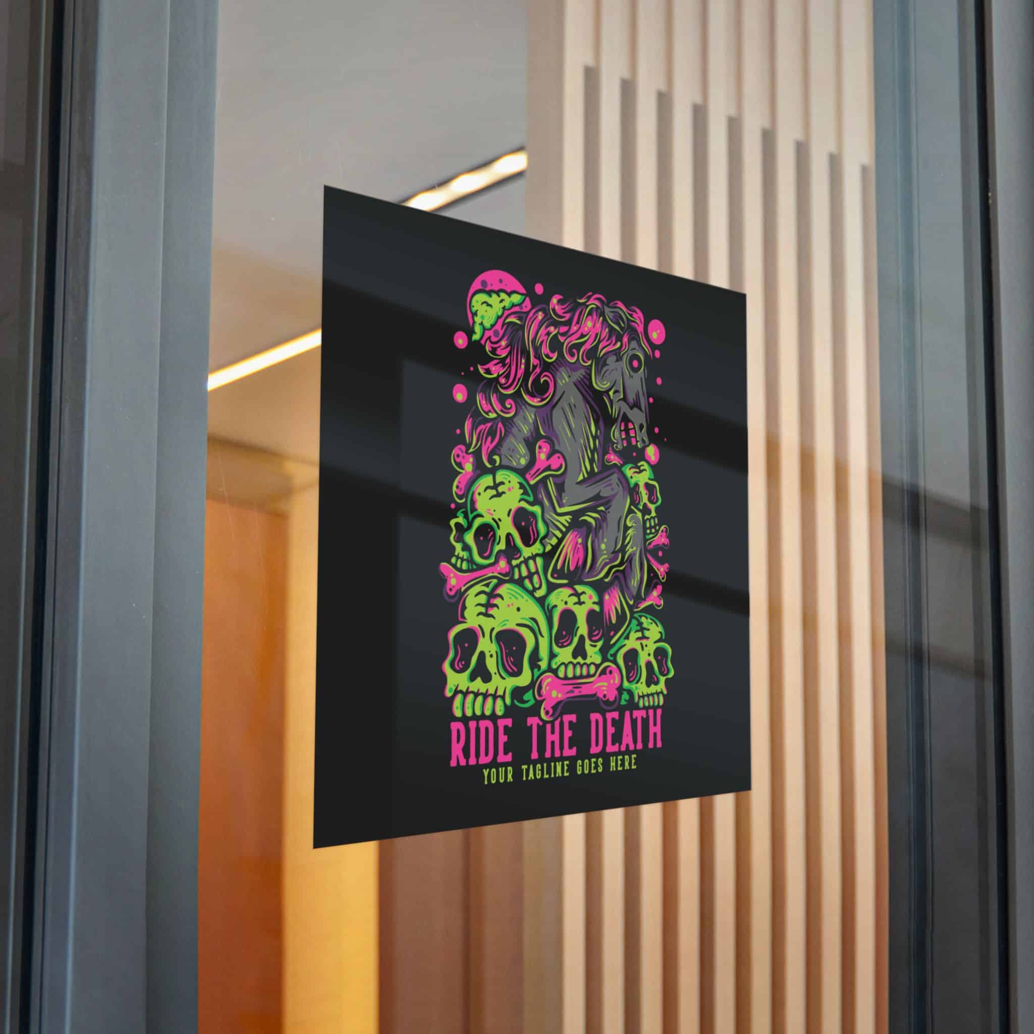 T Shirt Design Ride Death With Muscular Horse Skulls With Black Background Vintage Die Cut Stickers Dtf - Image 30