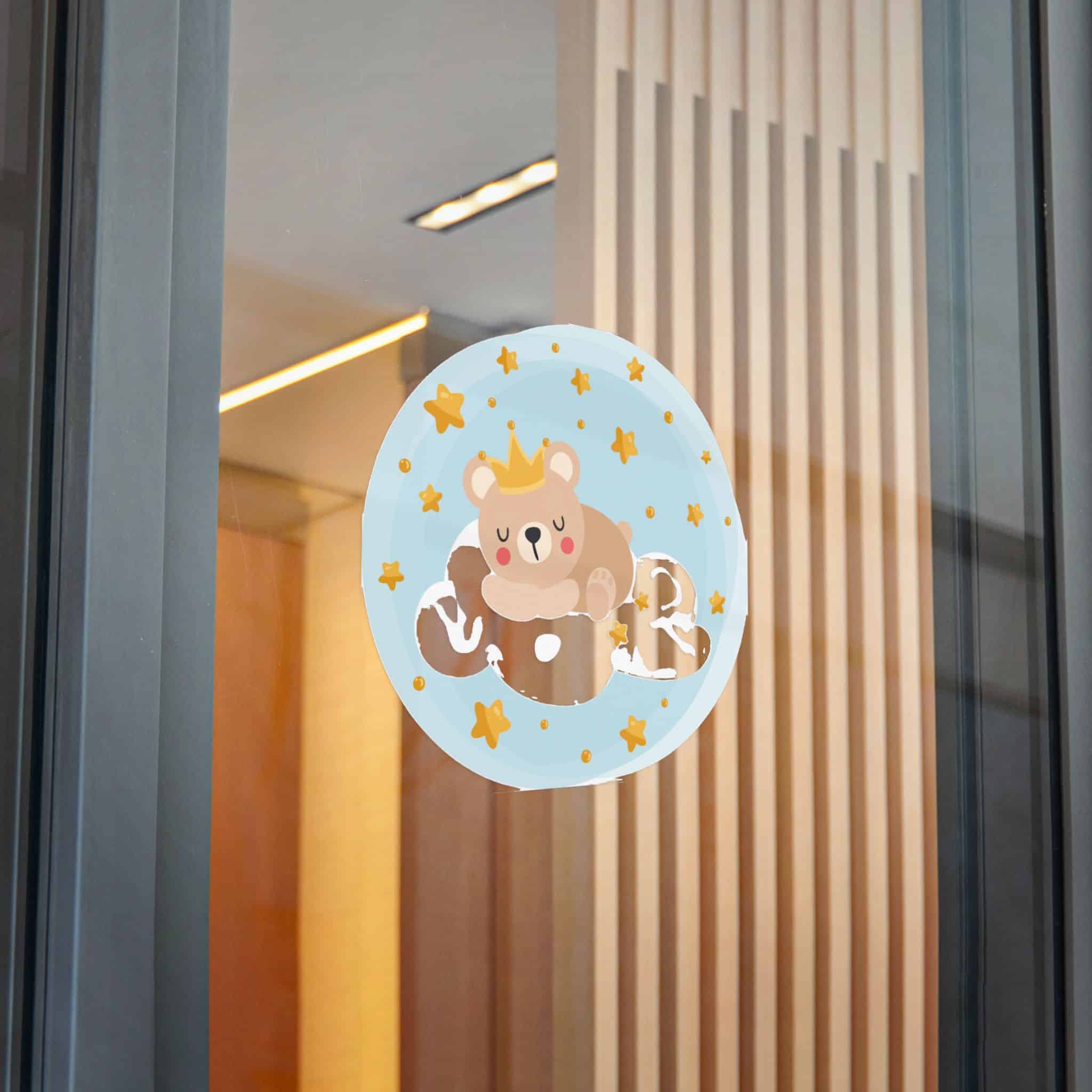 Round Illustration Sweet Dreams With Teddy Bear Prince Sleeping On Cloud Die Cut Stickers Dtf - Image 28