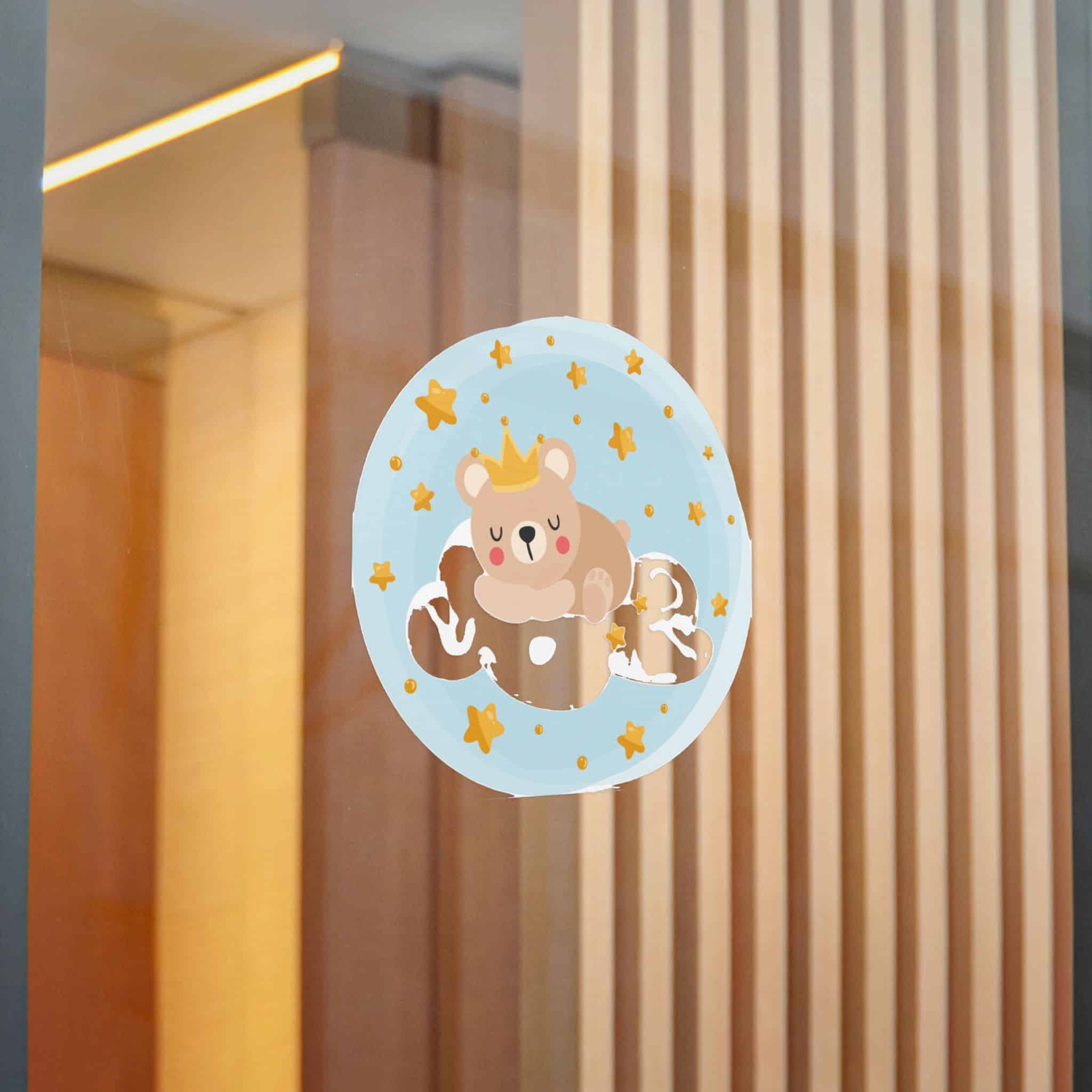 Round Illustration Sweet Dreams With Teddy Bear Prince Sleeping On Cloud Die Cut Stickers Dtf - Image 20