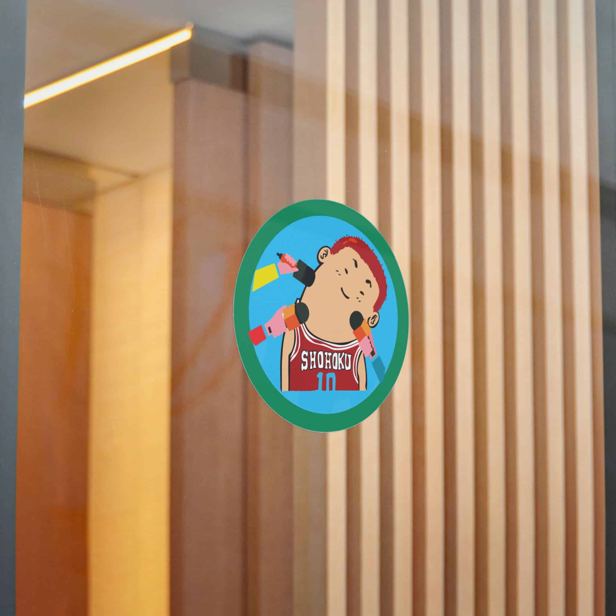 Picture Boy With Red Headband Blue Circle With Word Sushi It Die Cut Stickers Dtf - Image 22