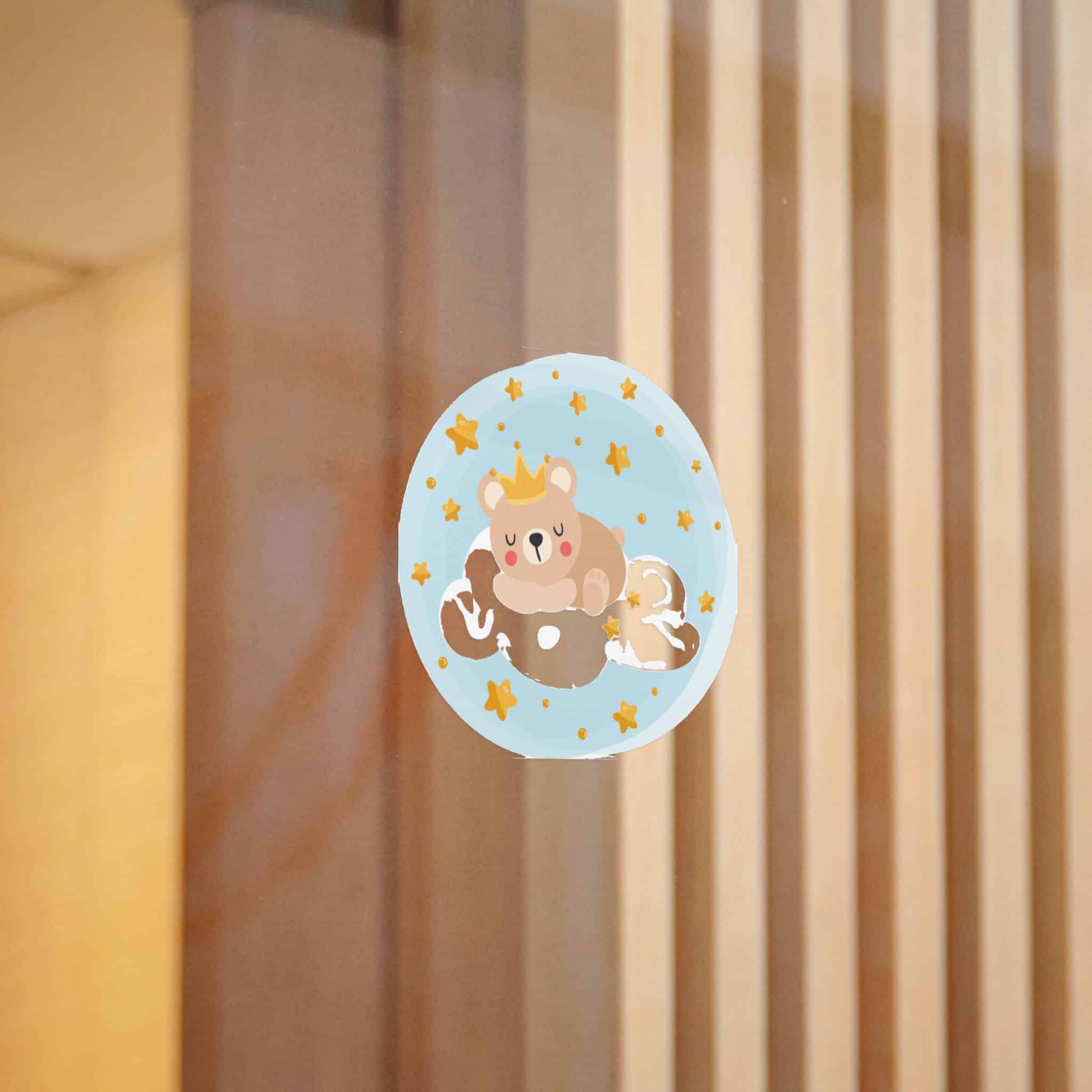 Round Illustration Sweet Dreams With Teddy Bear Prince Sleeping On Cloud Die Cut Stickers Dtf - Image 10