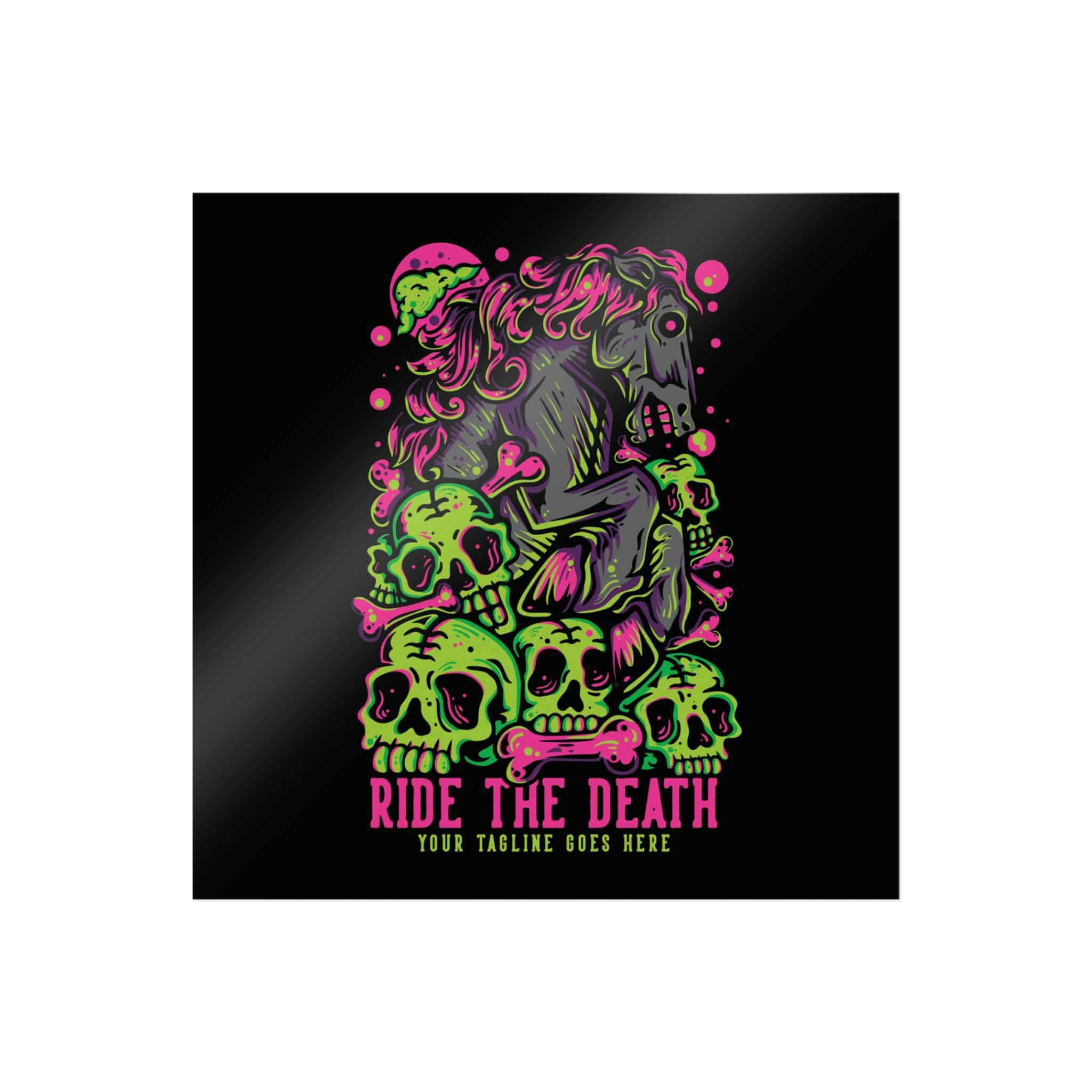 T Shirt Design Ride Death With Muscular Horse Skulls With Black Background Vintage Die Cut Stickers Dtf - Image 11