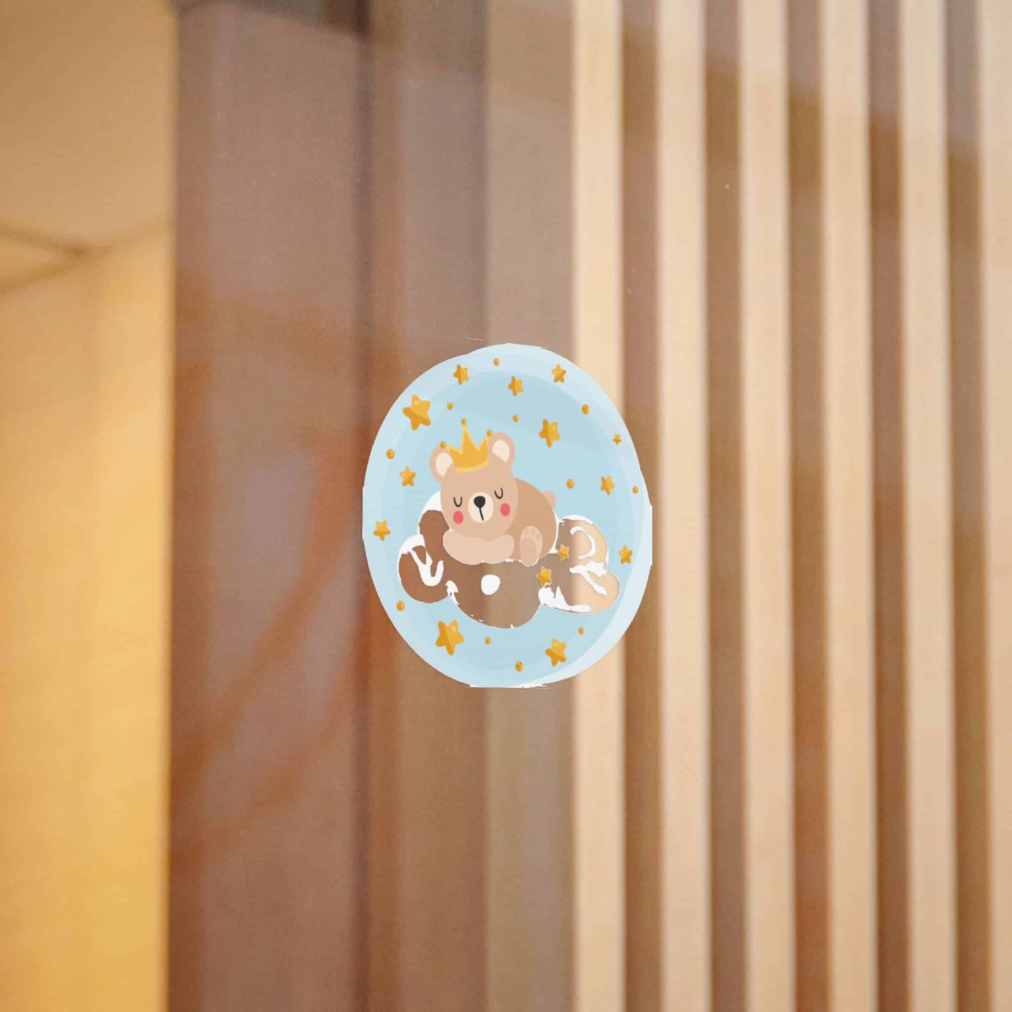 Round Illustration Sweet Dreams With Teddy Bear Prince Sleeping On Cloud Die Cut Stickers Dtf - Image 4