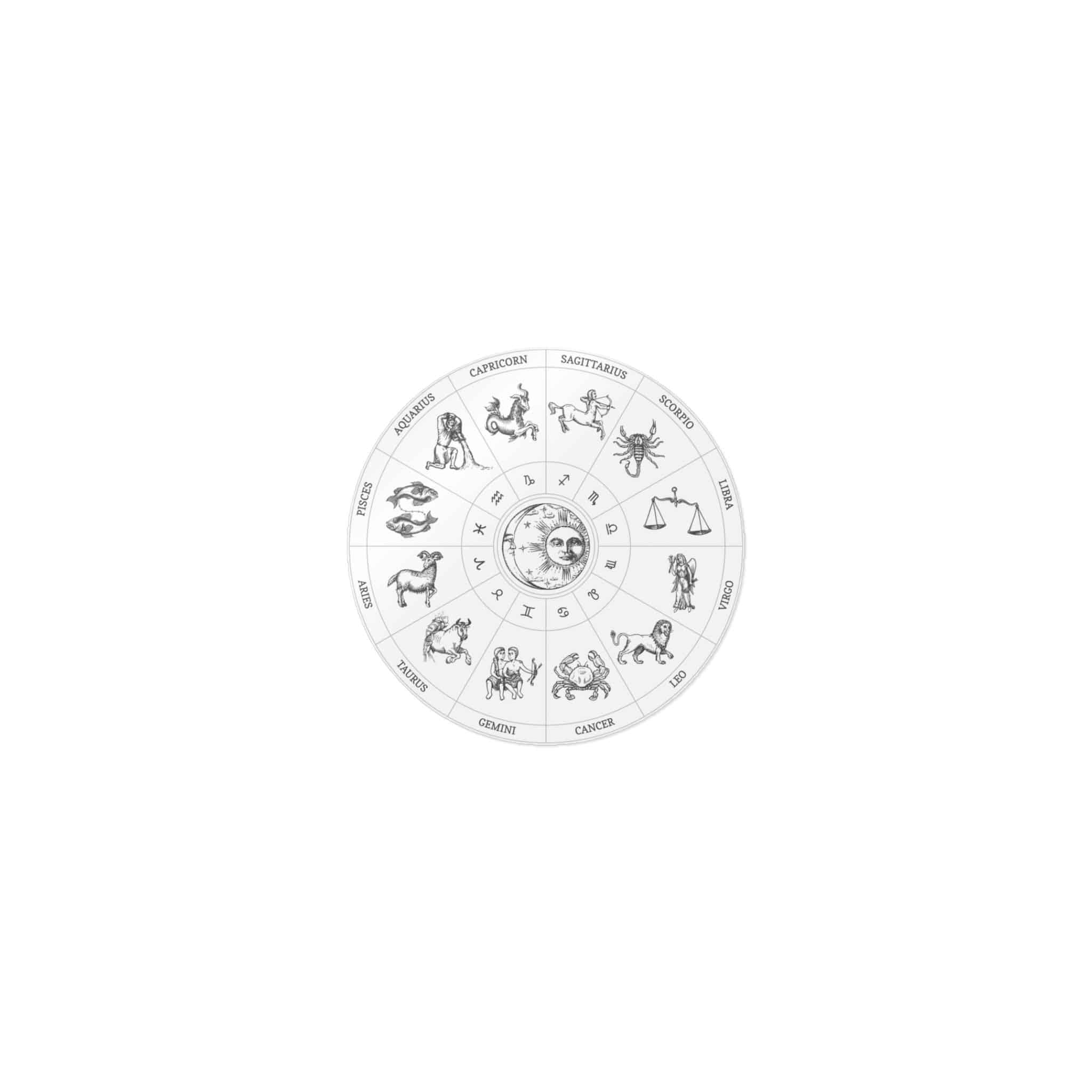 Zodiac Circle Horoscope Signs With Sun Moon Die Cut Stickers Dtf - Image 9