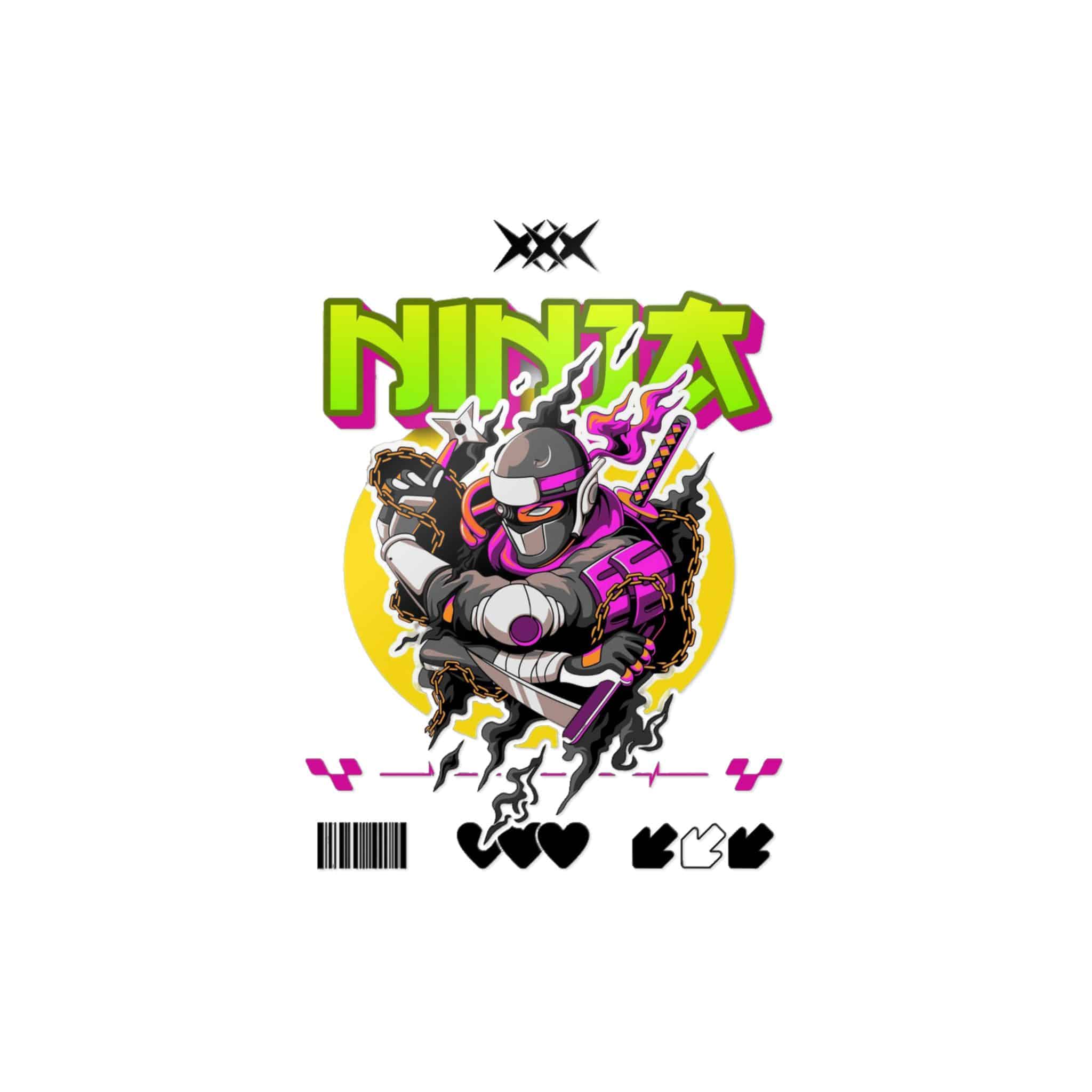 Typography Tshirt Design Ninja Die Cut Stickers Dtf - Image 5