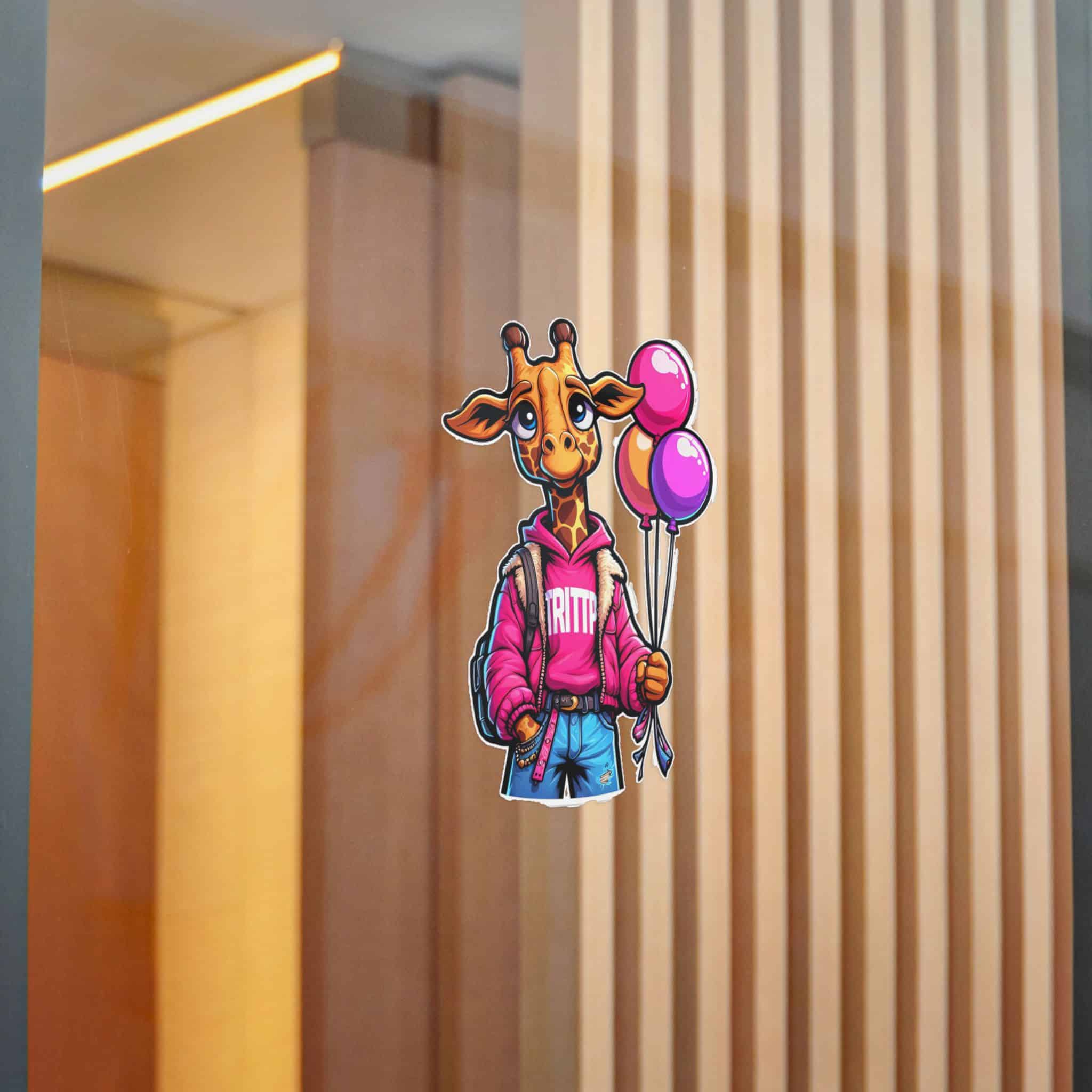 Vector Cartoon Giraffe Pink Jacket With Pink Balloons Tshirt Art Die Cut Stickers Dtf - Image 20