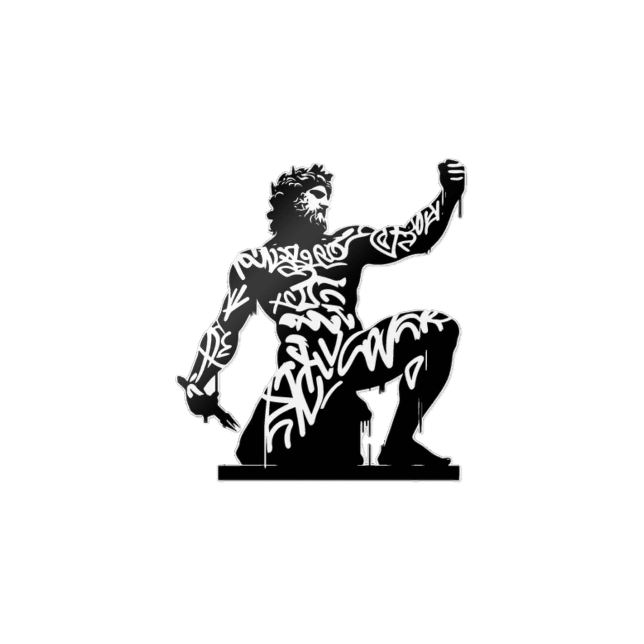 Poseidon Deity Mythology Silhouette Deity Graffiti Tag Hip Hop Street Art Typography (1) Die Cut Stickers Dtf