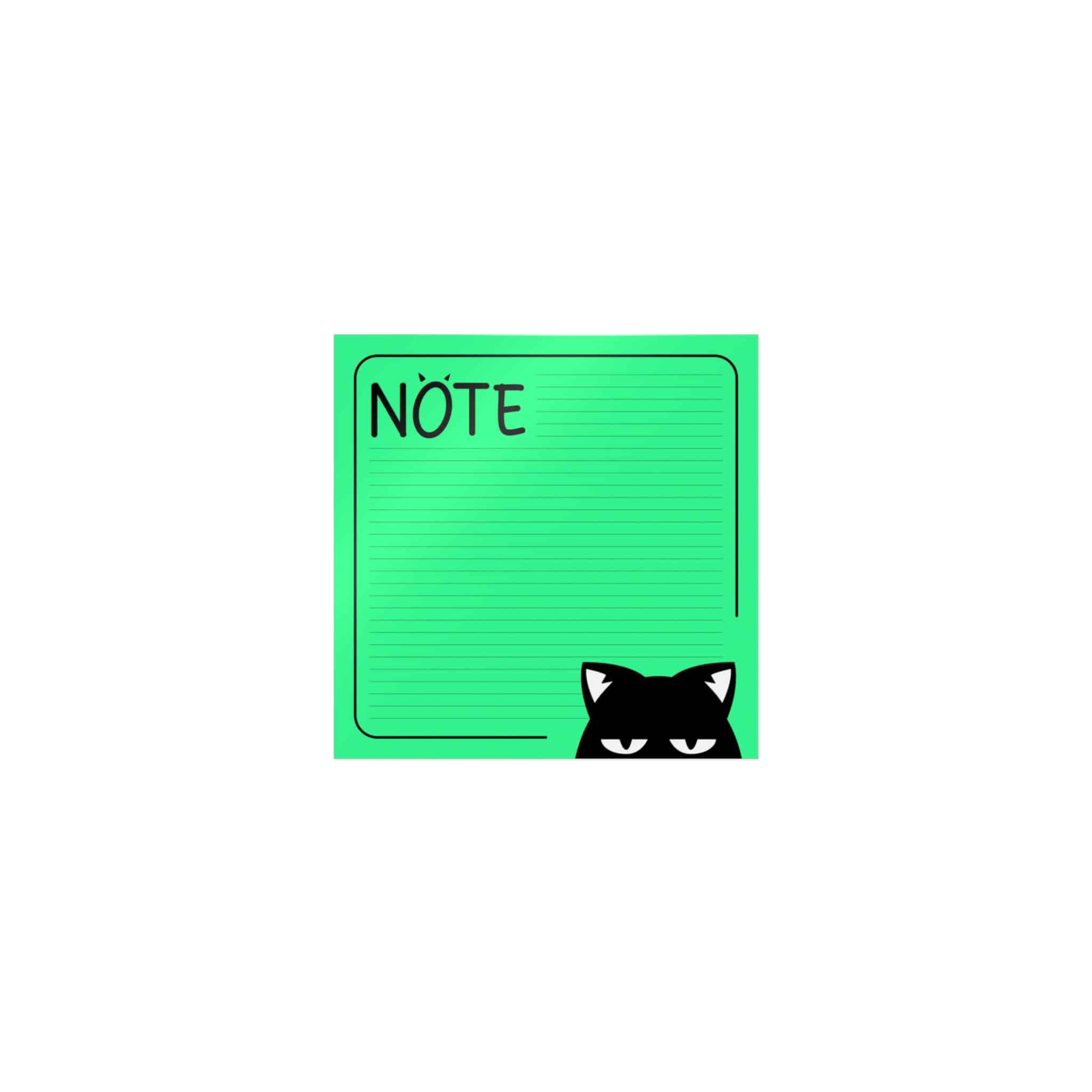 Green Note List With Black Cat Green Cat Note Template Stylish Green Notebook With Black Cat Die Cut Stickers Dtf - Image 9