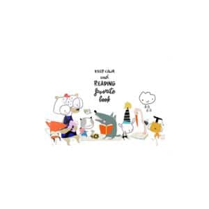 Cute Cartoon Animals Sitting Bench Reading Books Copia Die Cut Stickers Dtf