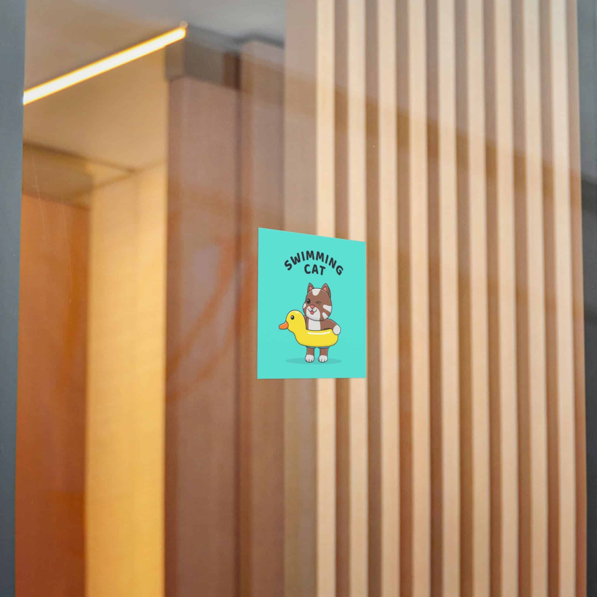 Cute Cat With Rubber Duck Float Die Cut Stickers Dtf - Image 18