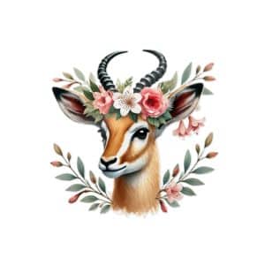 Watercolor Animal Vector With Floral Designs Clipart Illustrations Die Cut Stickers Dtf