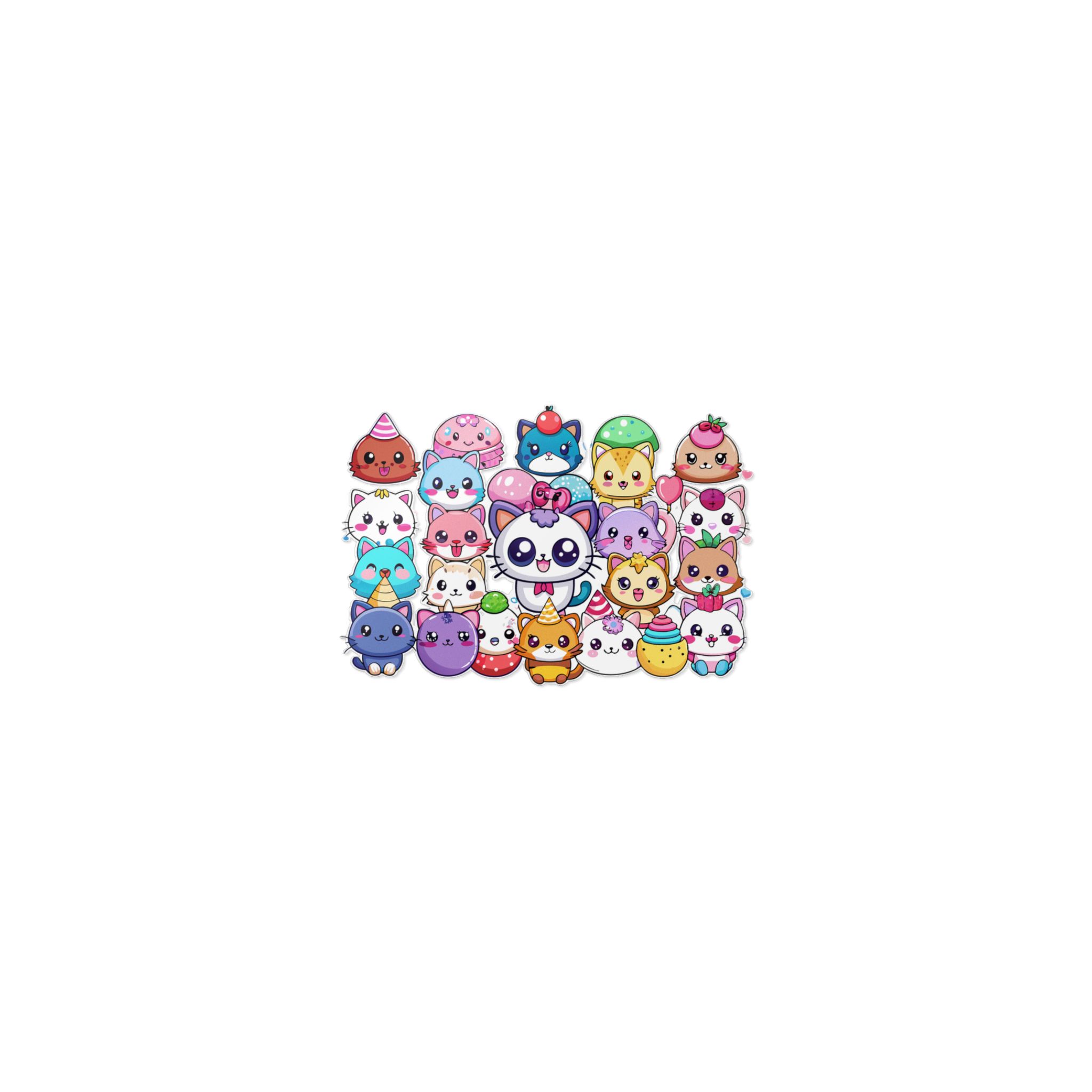 Cute Cartoon Animals With Big Eyes and Smiling Faces Surrounded By Hearts Stars and Balloons Die Cut Stickers Dtf - Image 7
